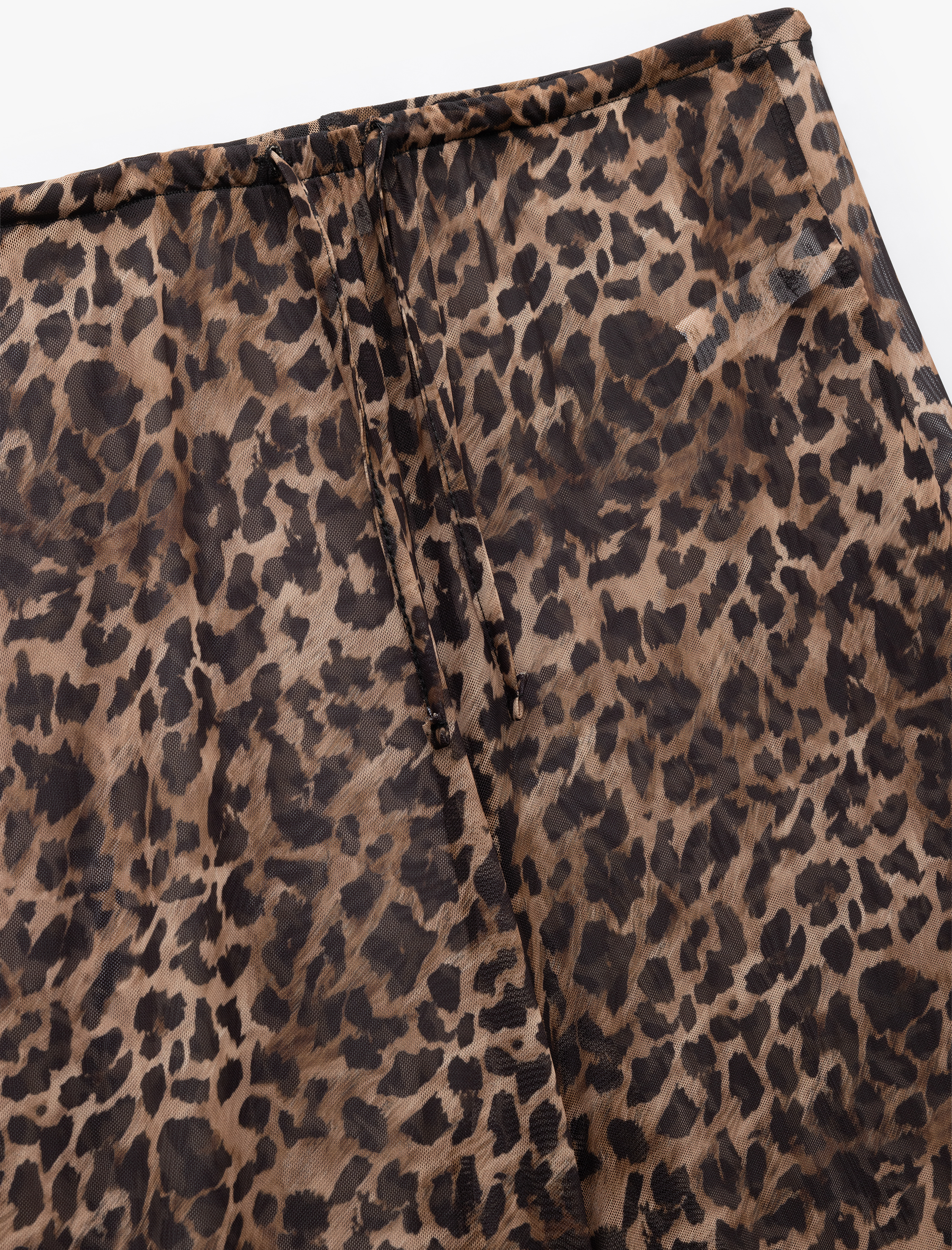   Transparan Tül Bol Paça Leopar Desenli Pareo Pantolon