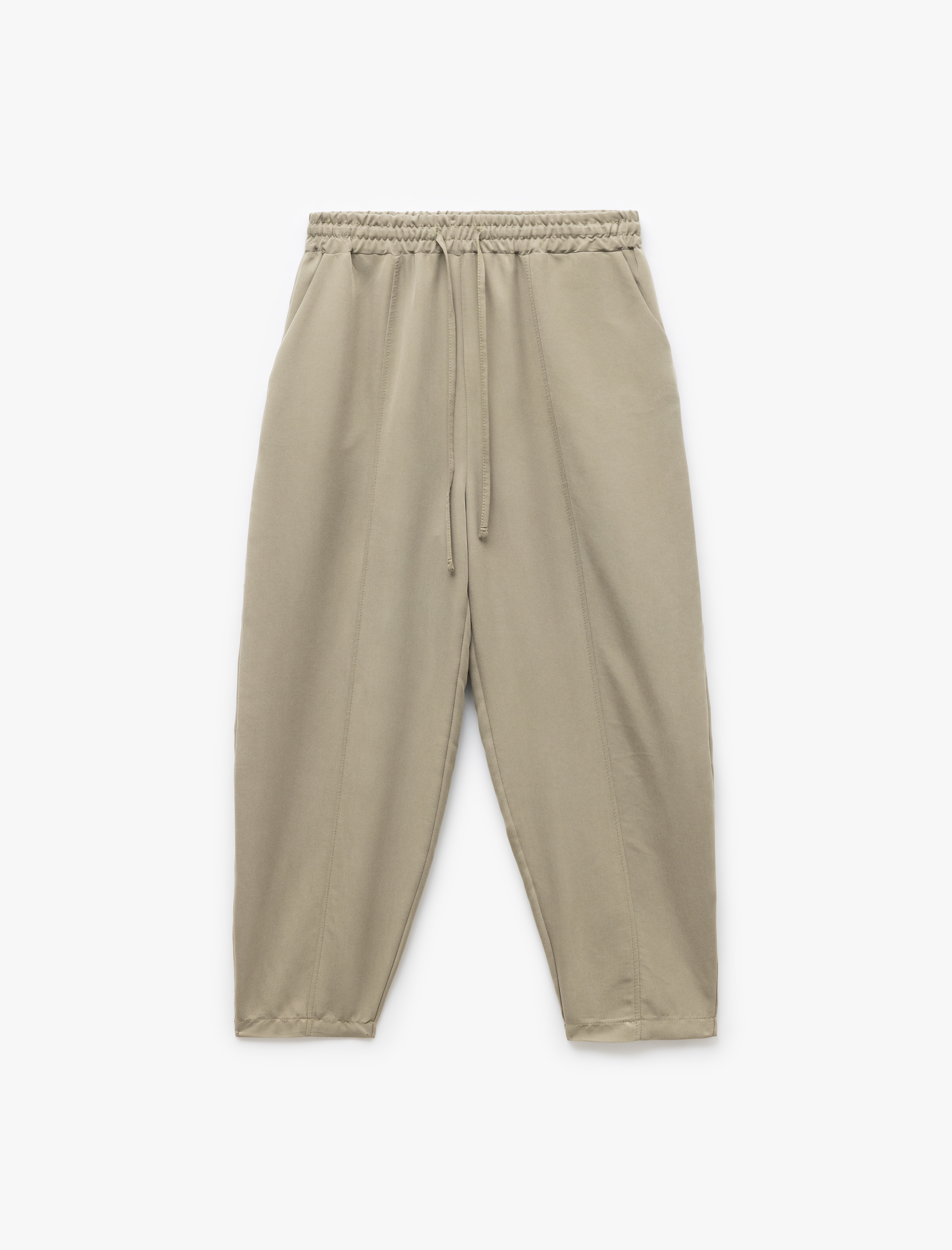   Modal Kumaş Beli Lastikli Bağlamalı Cepli Balon Fit Pantolon