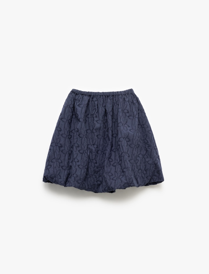 Kız Çocuk Pamuklu Beli Lastikli Brode Detaylı Mini Etek