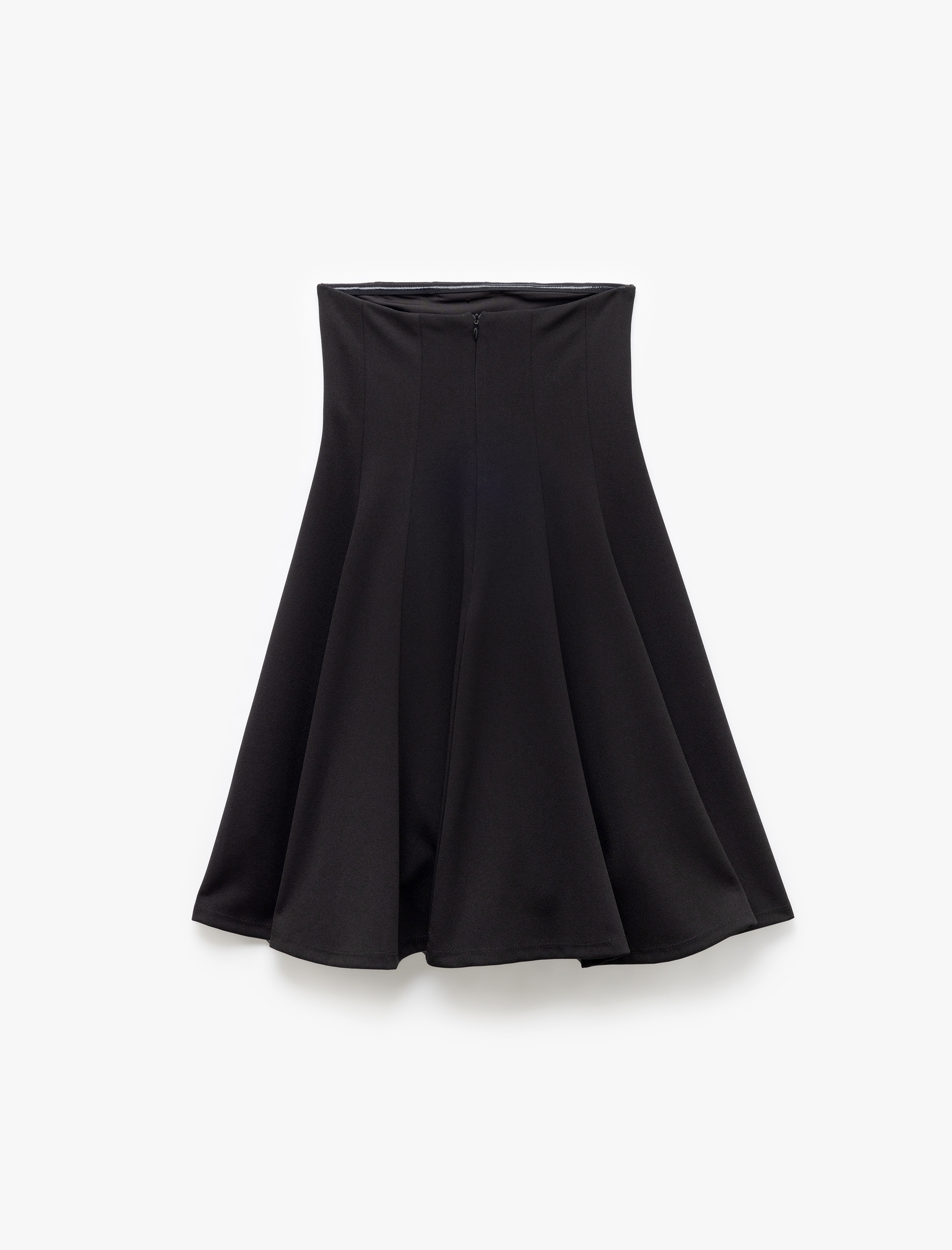   Krep Scuba Kumaş Volümlü A Kesim Straplez Mini Elbise