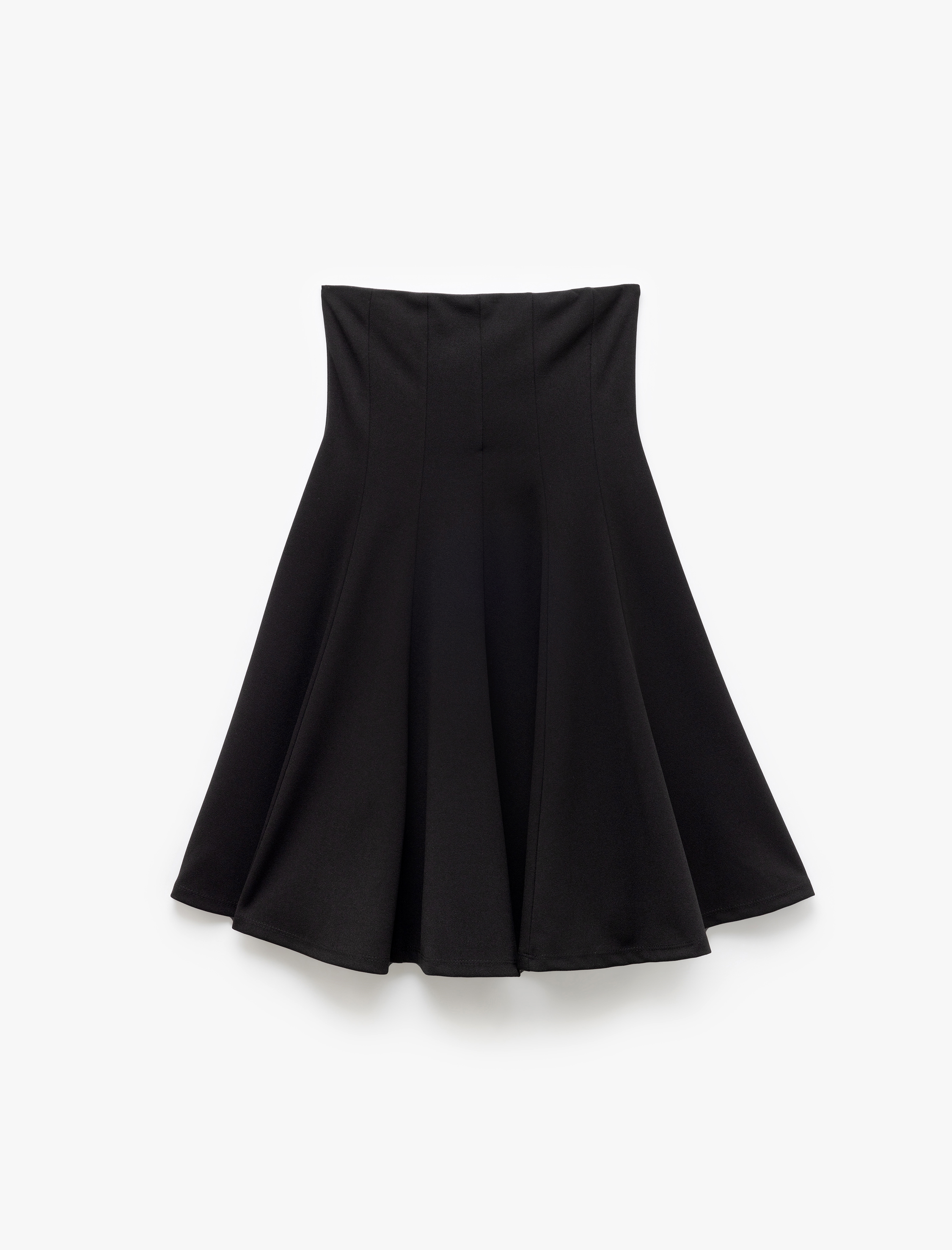   Krep Scuba Kumaş Volümlü A Kesim Straplez Mini Elbise