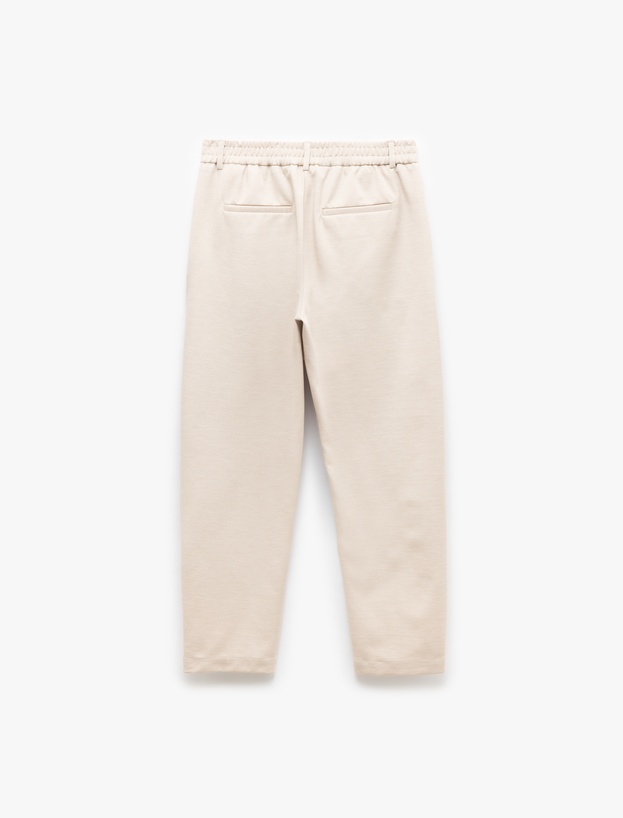 Beli Lastikli Cep Detaylı Düğmeli Chino Pantolon_4