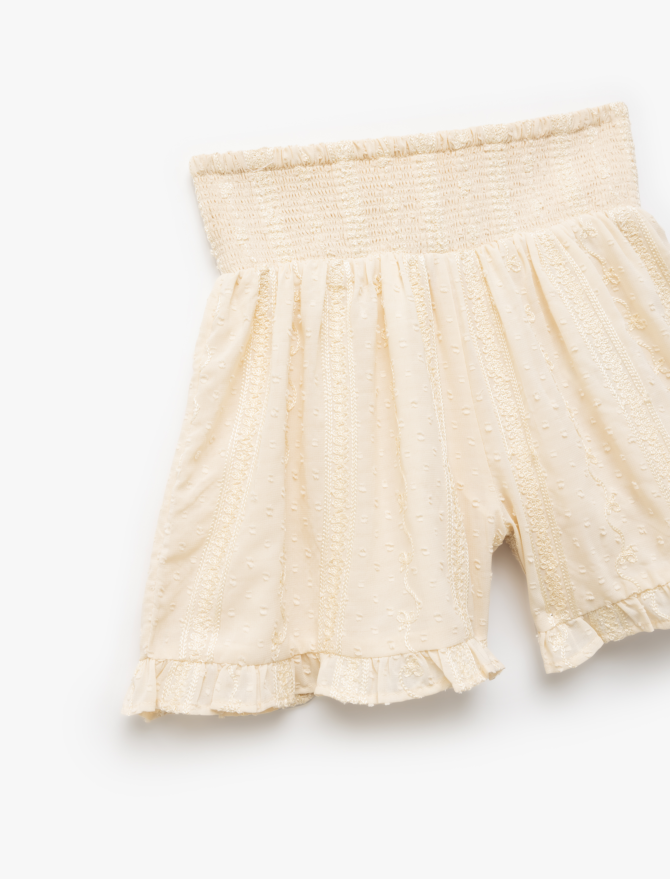  Kız Bebek Fırfır Detaylı Gipeli Beli Lastikli Dokulu Şort