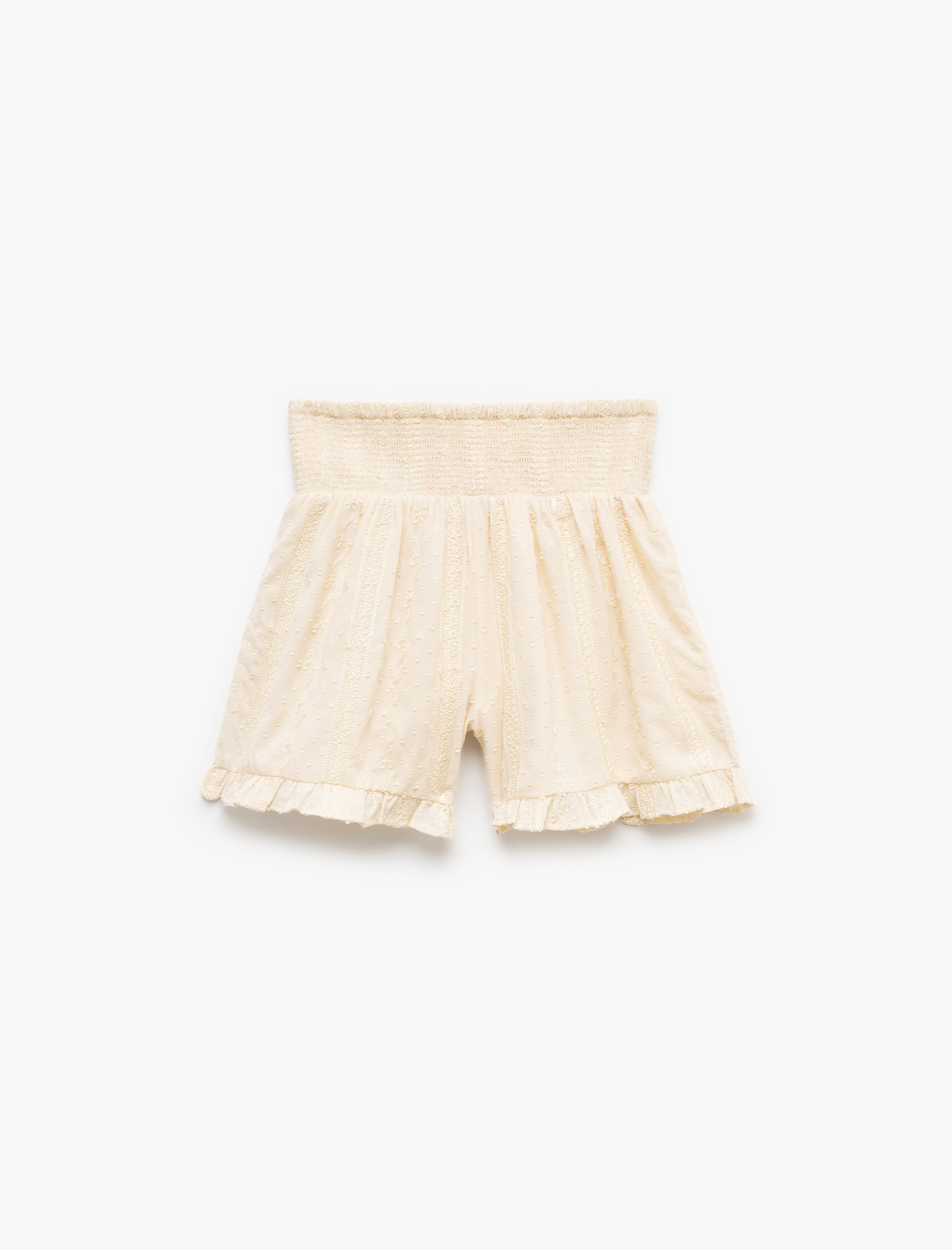 Kız Bebek Fırfır Detaylı Gipeli Beli Lastikli Dokulu Şort