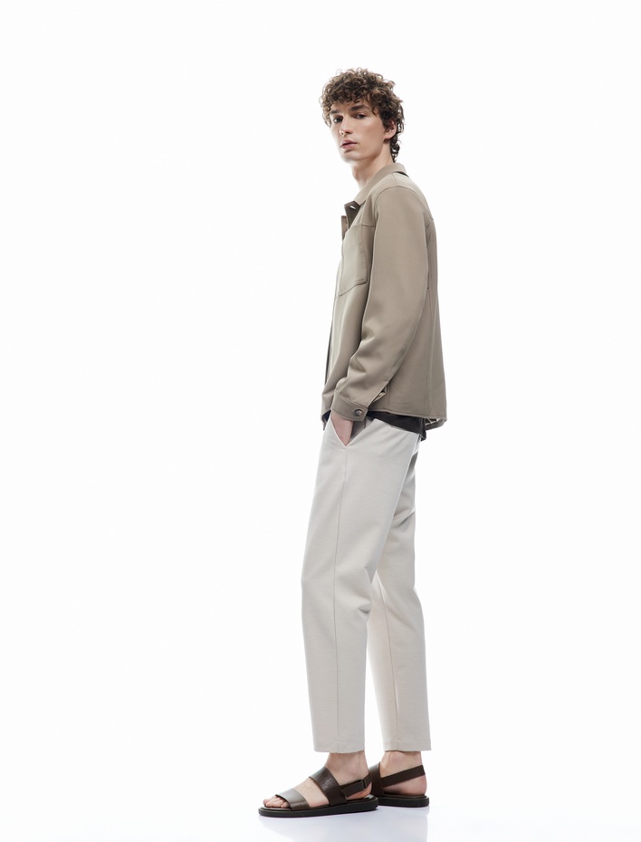  Beli Lastikli Cep Detaylı Düğmeli Chino Pantolon