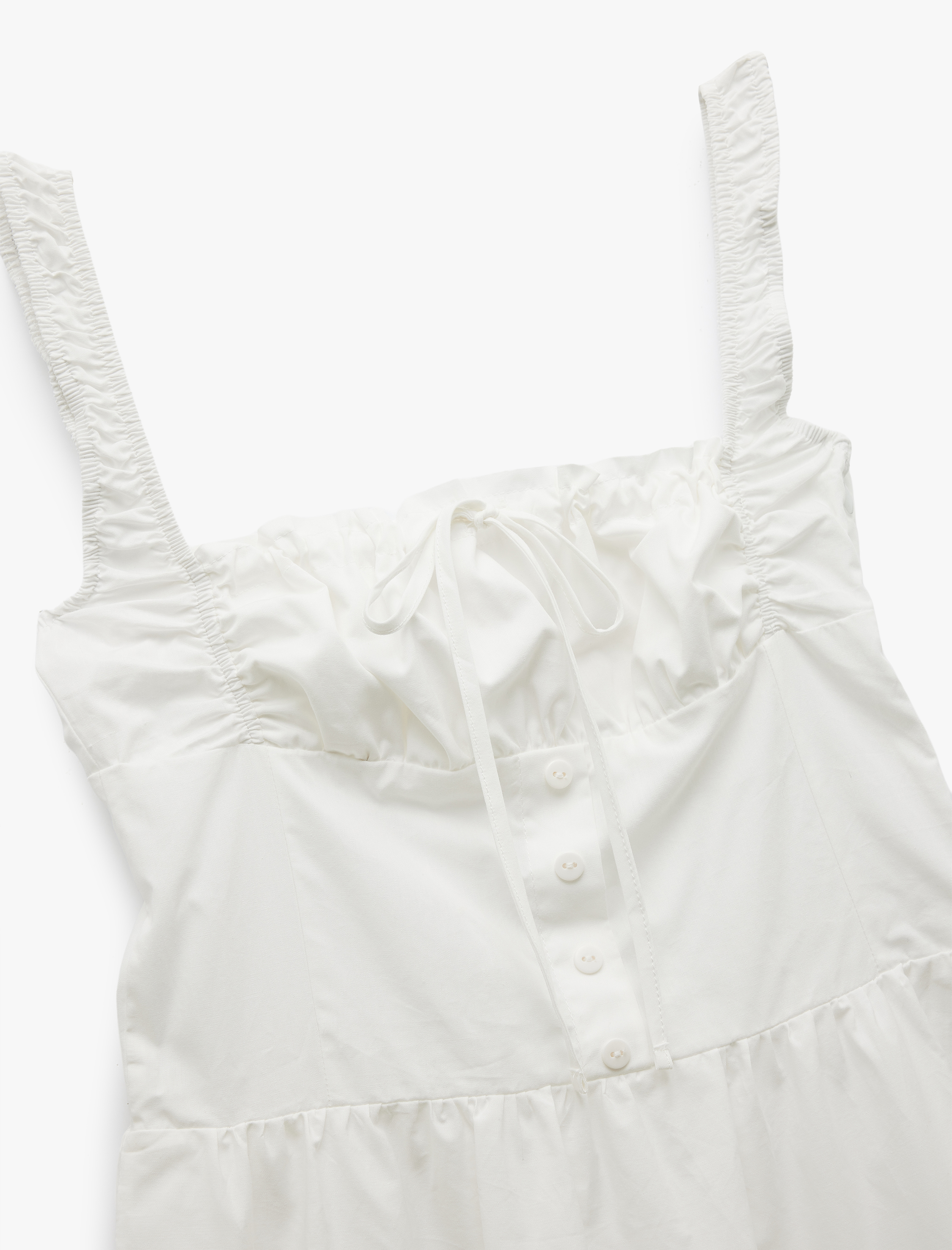   Kolsuz Düğmeli Pamuklu U Yaka Uzun Elbise