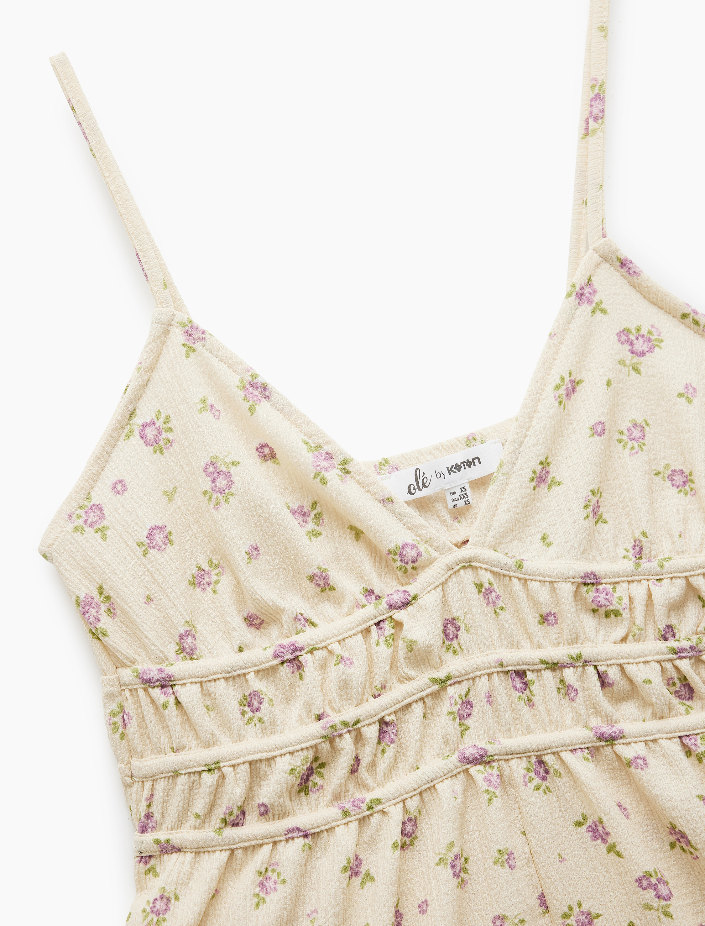   Gipeli V Yaka Çiçekli Salopet Şortlu Mini Tulum