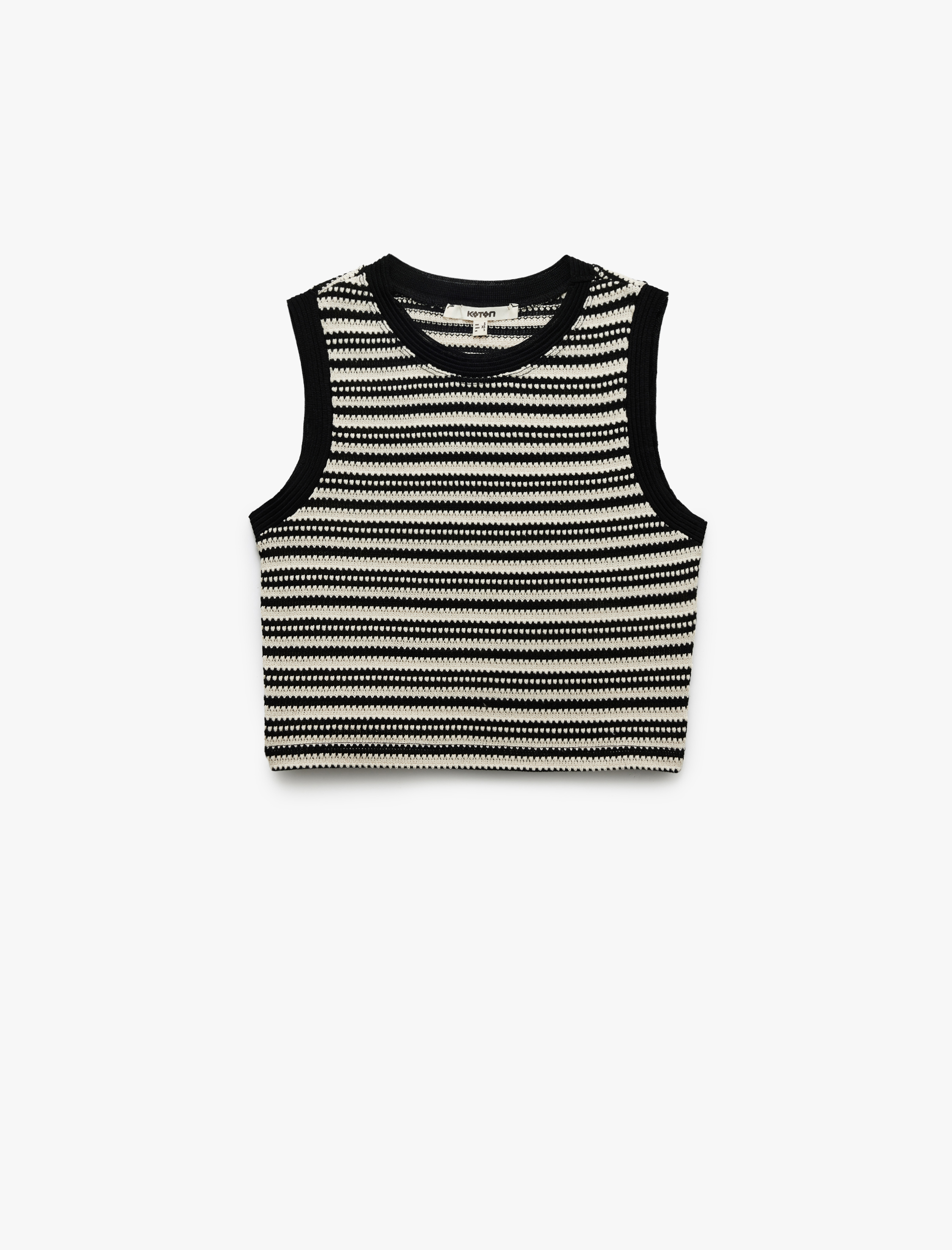   Renk Kontrastlı Bisiklet Yaka Kolsuz Kroşe Bluz