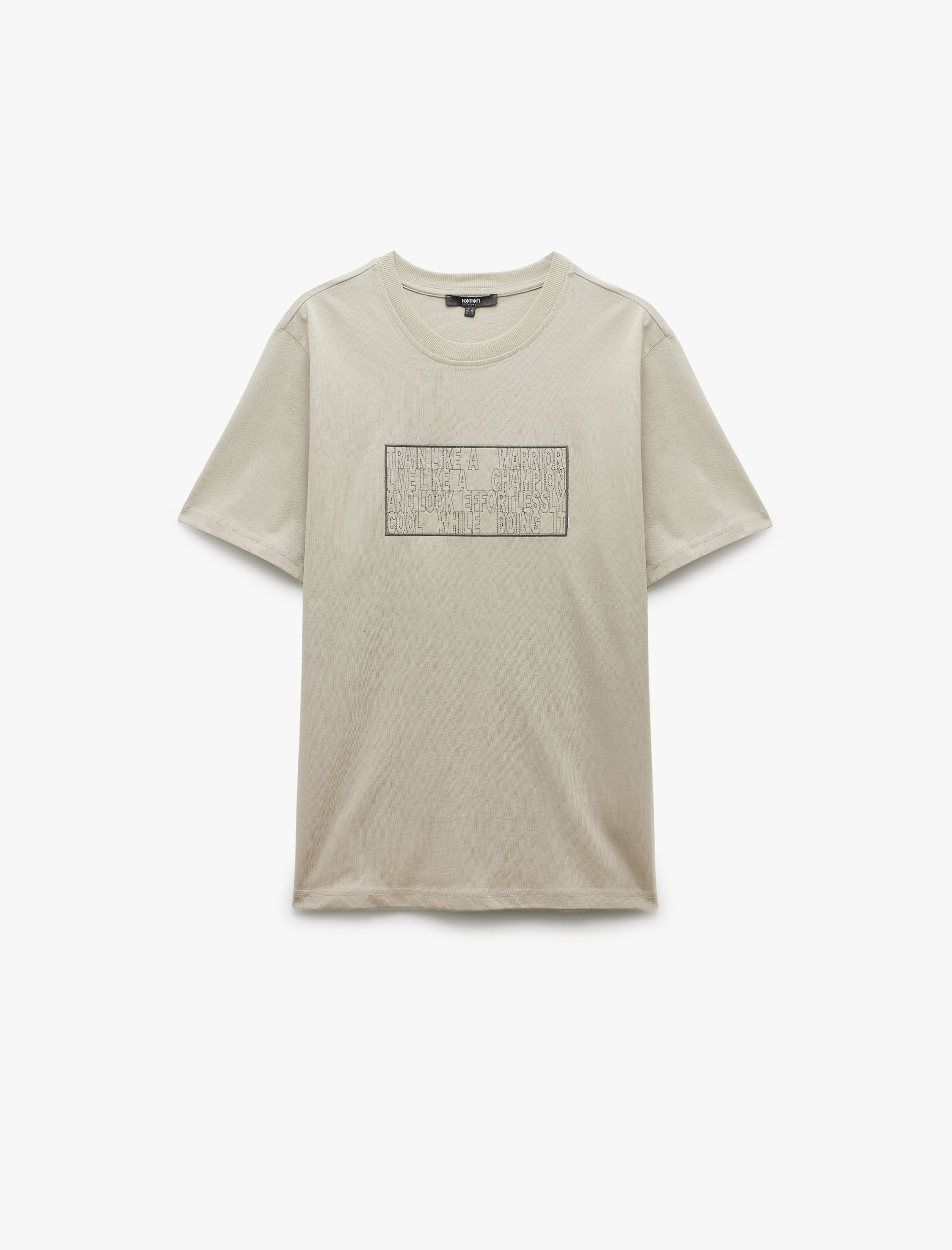   Nakış Detaylı Bisiklet Yaka Kısa Kollu Pamuklu Tişört