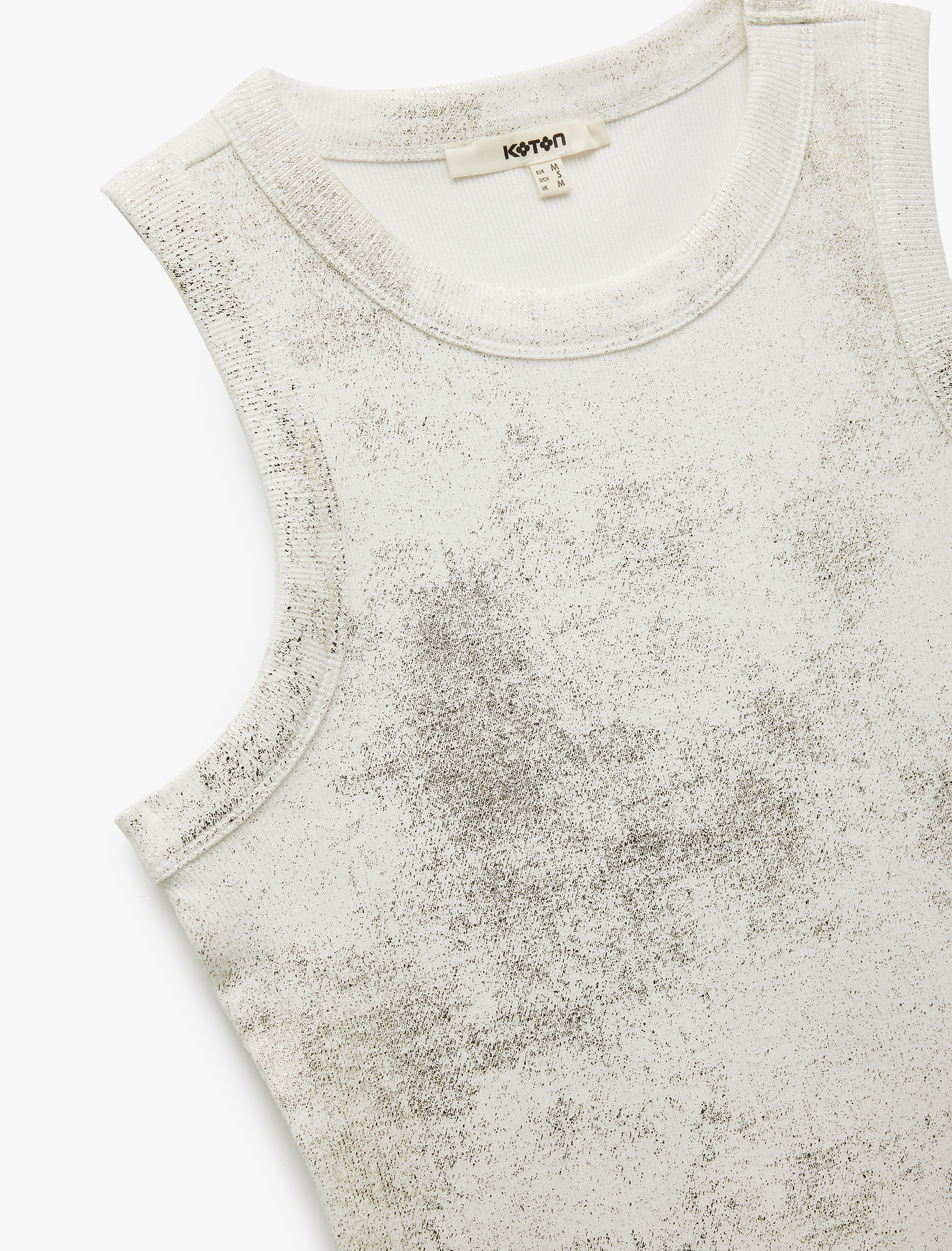   Pamuklu Kolsuz Slim Fit Metalik Baskılı Halter Yaka Atlet