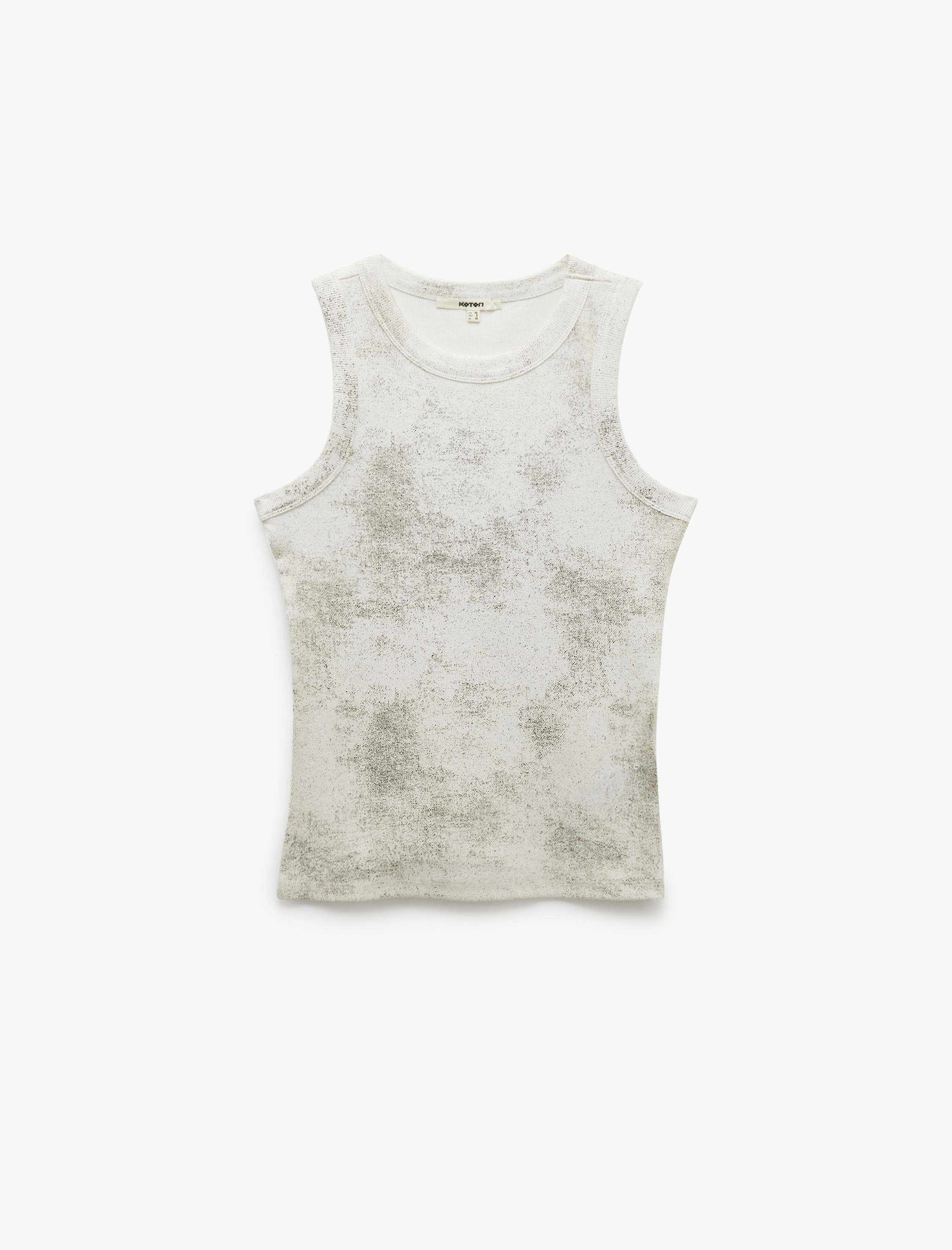   Pamuklu Kolsuz Slim Fit Metalik Baskılı Halter Yaka Atlet