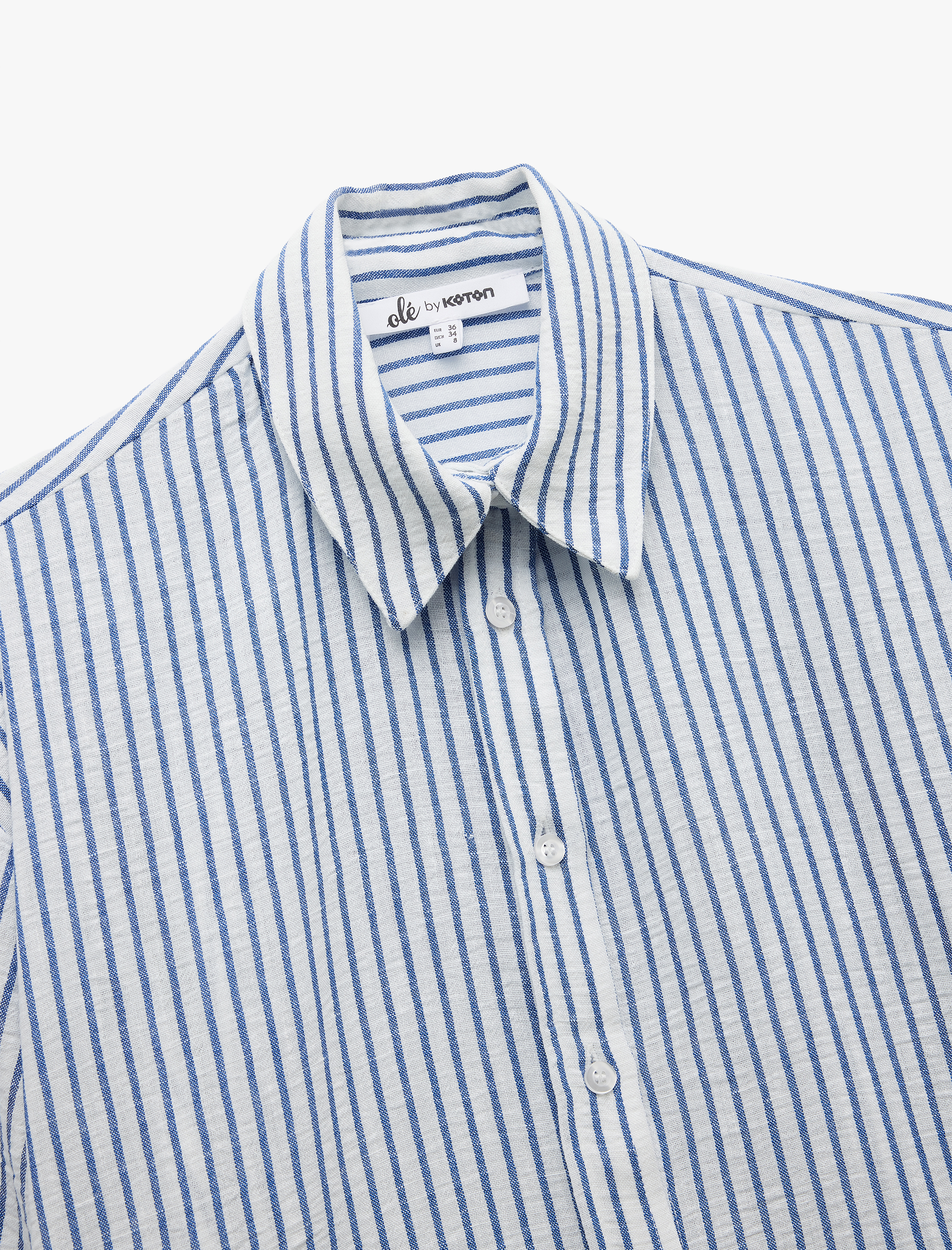   Uzun Kollu Klasik Yaka Düğmeli Çizgili Oversize Gömlek