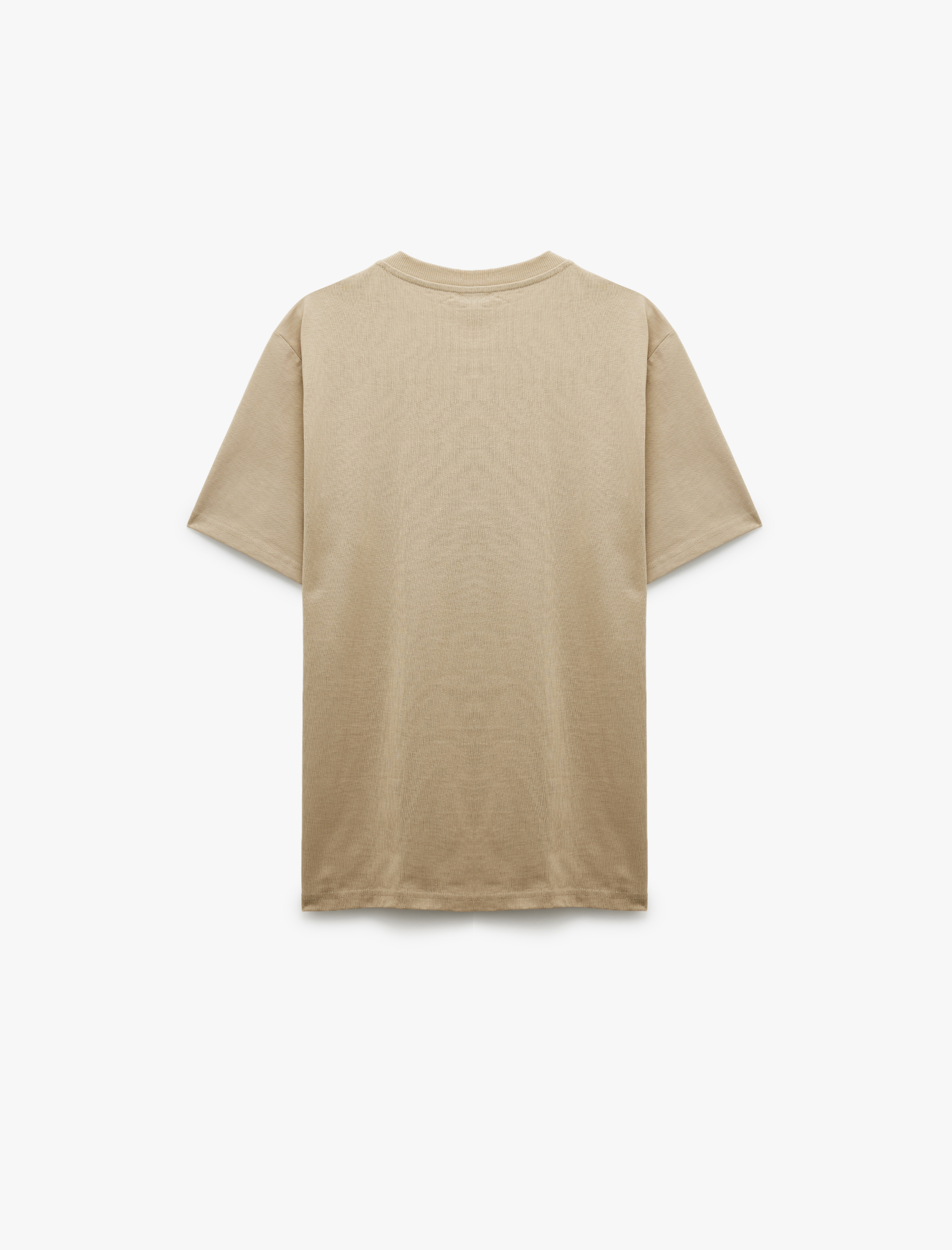   Kısa Kollu Bisiklet Yaka Pamuklu Baskılı Tişört