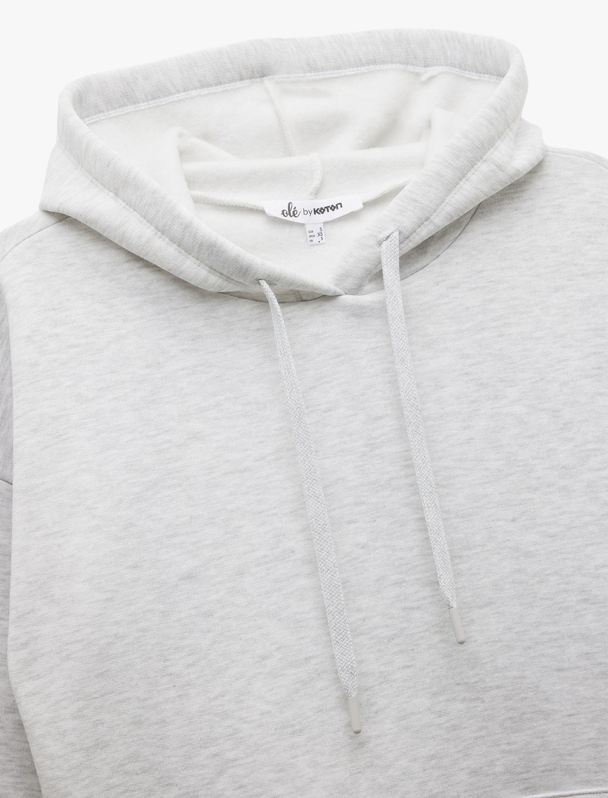   Üç İplik Şardonlu Kanguru Cepli Basic Kapüşonlu Sweatshirt