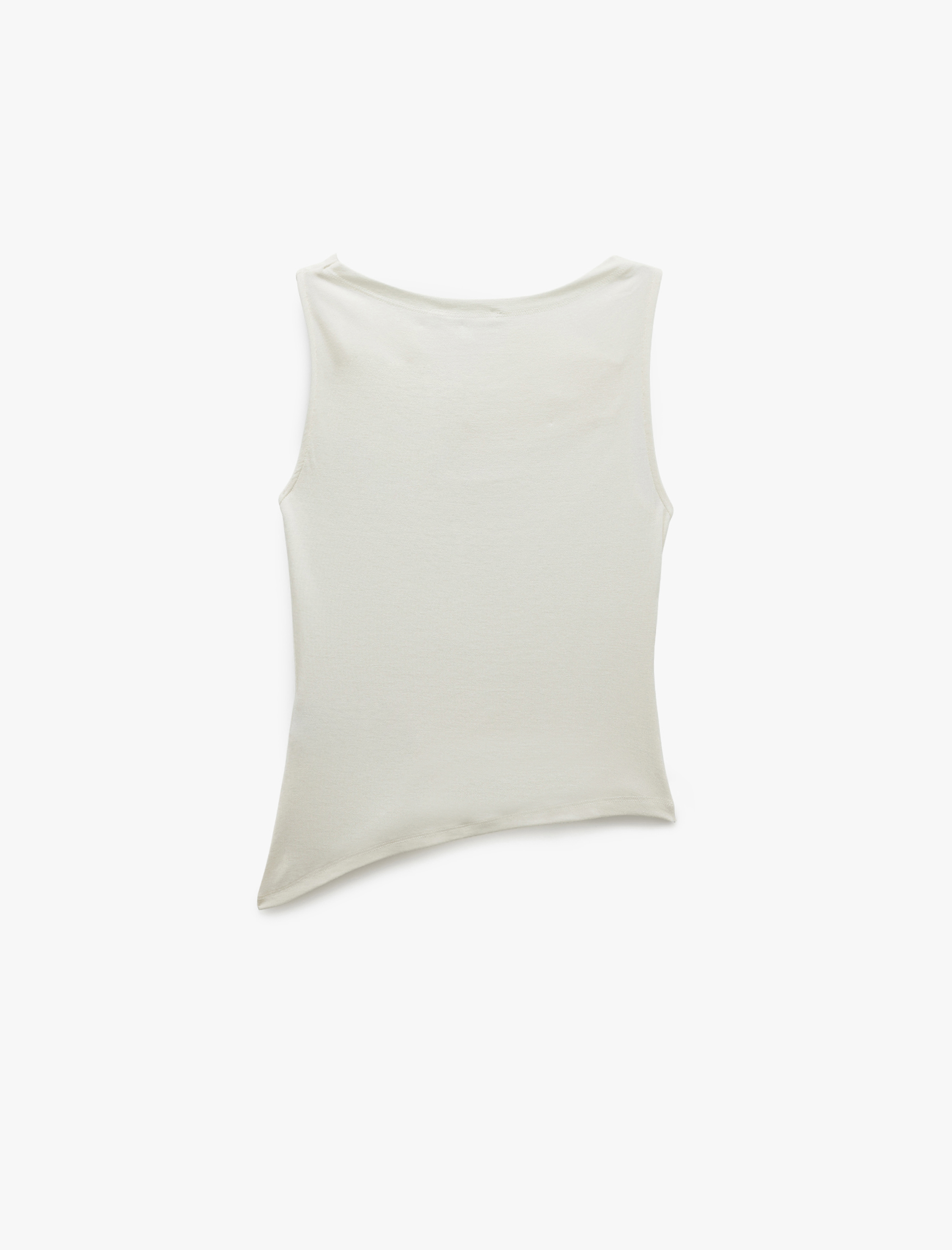   Slim Fit Degaje Yaka Asimetrik Kolsuz Viskon Bluz