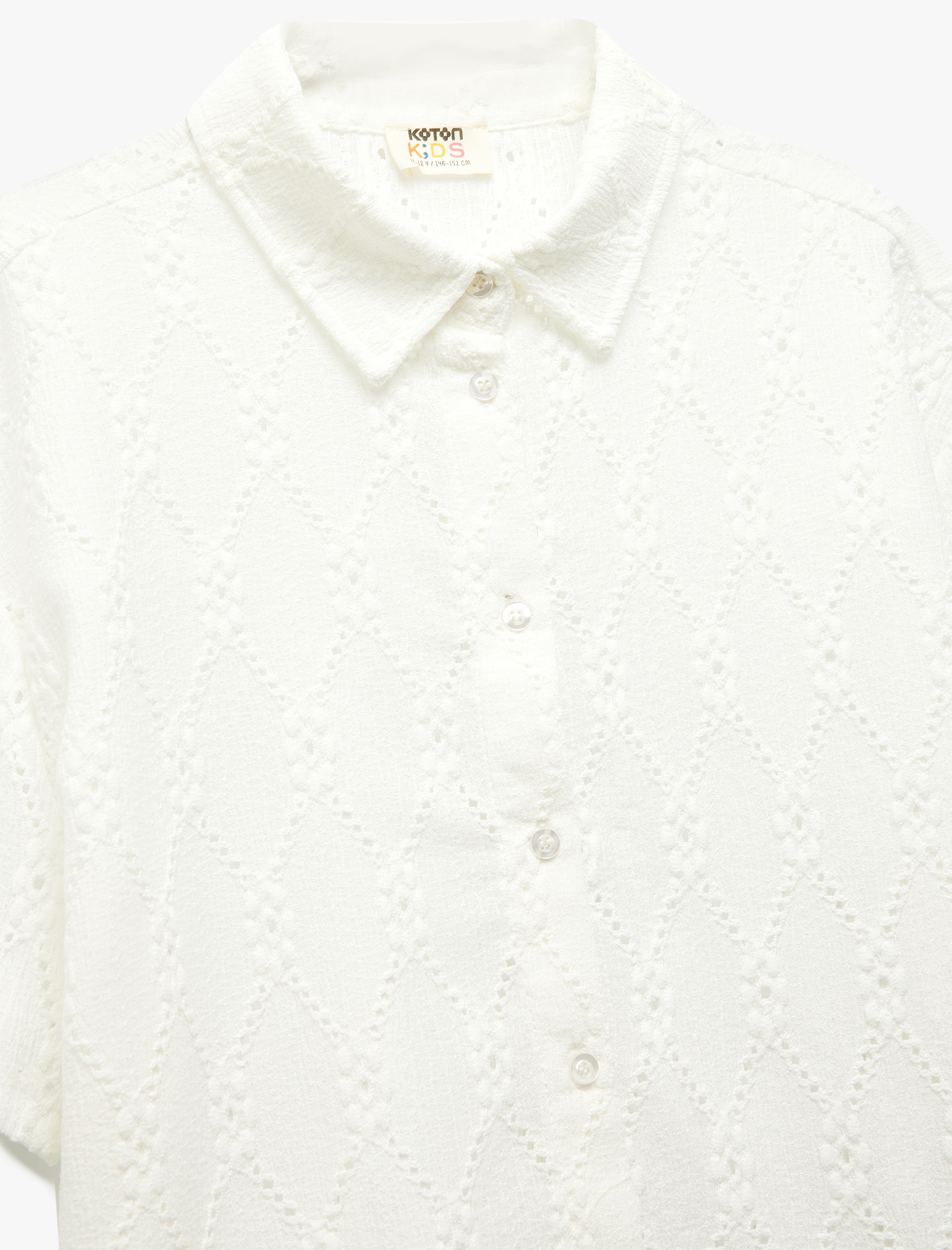  Kız Çocuk Gömlek Yaka Kısa Kollu Fistolu Bluz