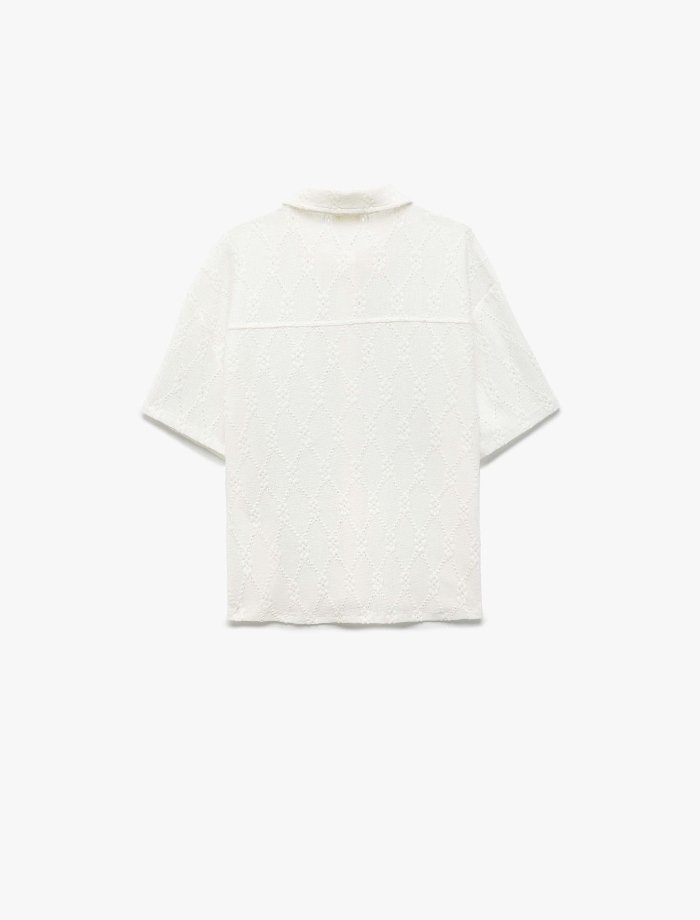  Kız Çocuk Gömlek Yaka Kısa Kollu Fistolu Bluz