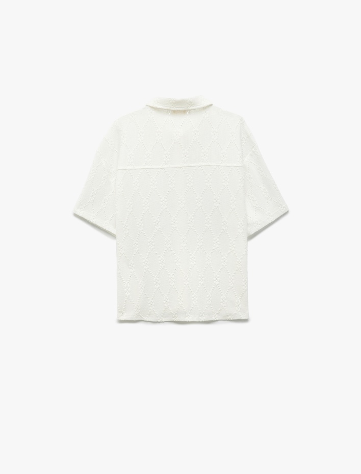 Kız Çocuk Gömlek Yaka Kısa Kollu Fistolu Bluz