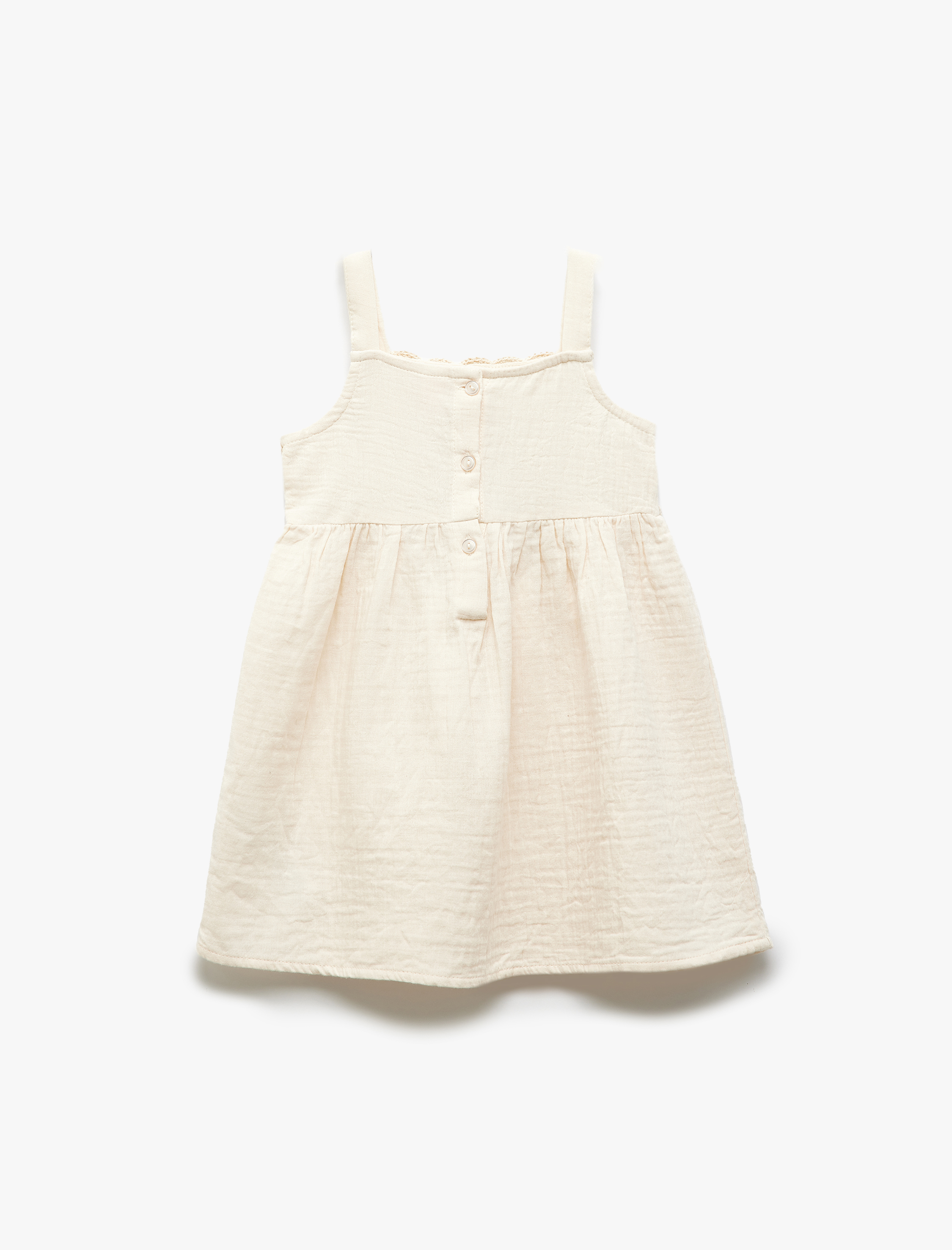  Kız Bebek Fistolu Elbise Askılı Kare Yaka