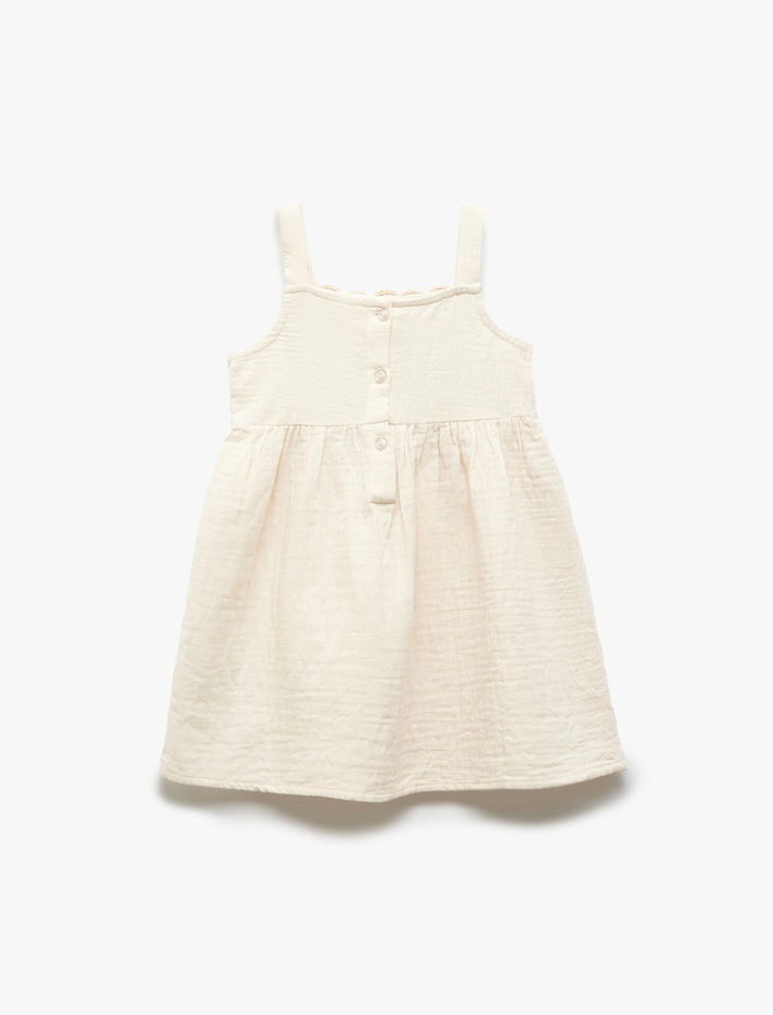 Kız Bebek Fistolu Elbise Askılı Kare Yaka