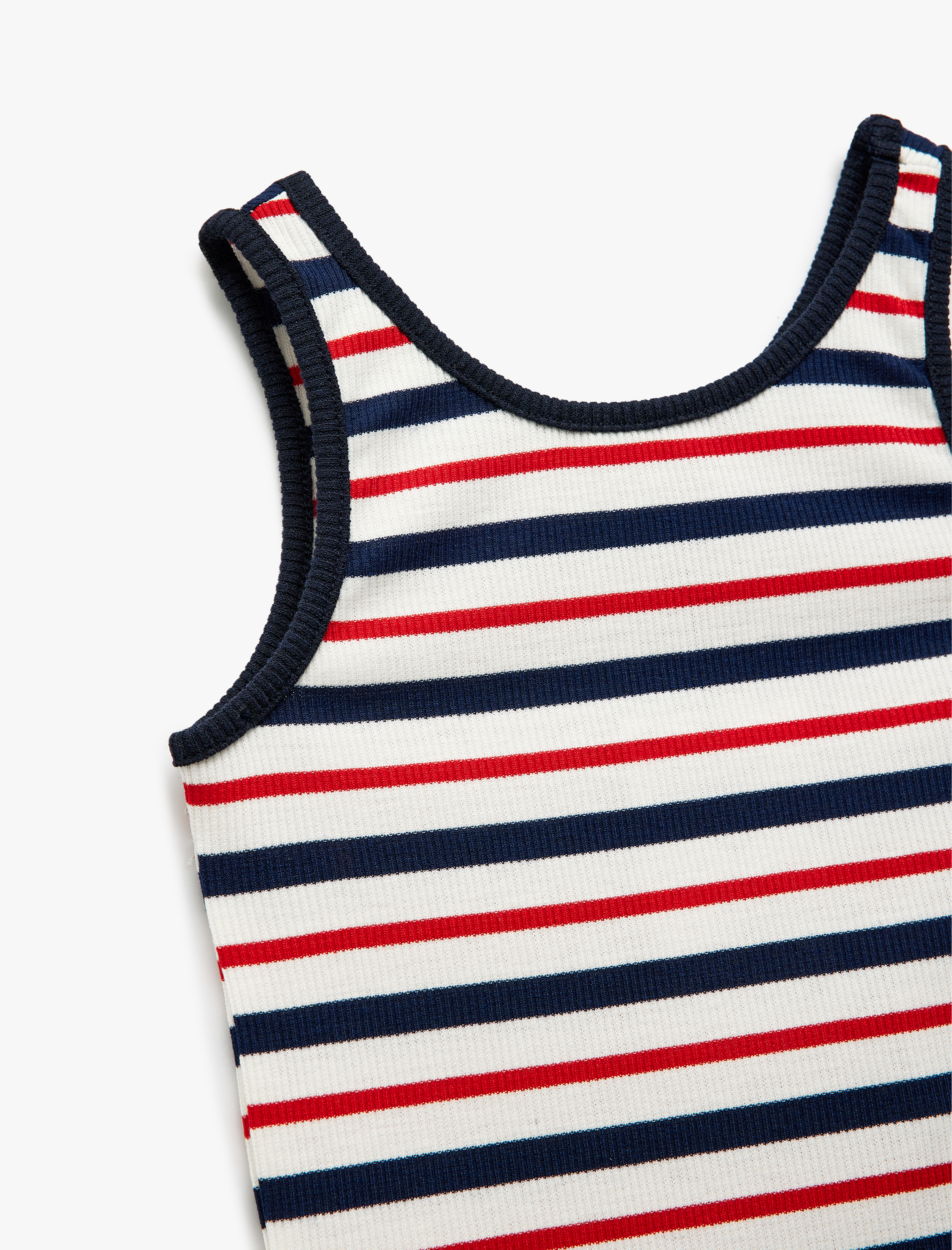  Kız Çocuk Çizgili Ribanalı Bisiklet Yaka Kalın Askılı Atlet