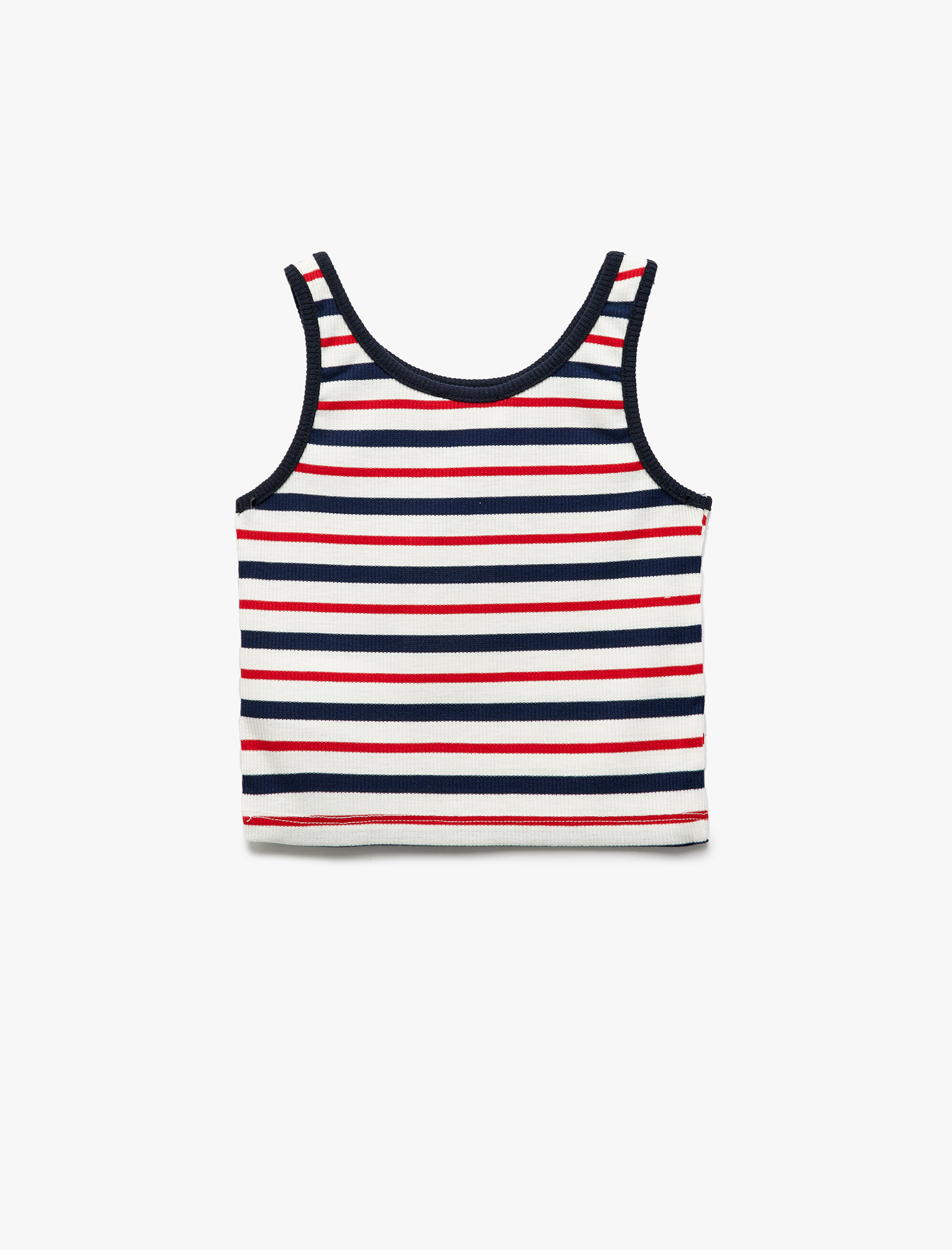  Kız Çocuk Çizgili Ribanalı Bisiklet Yaka Kalın Askılı Atlet