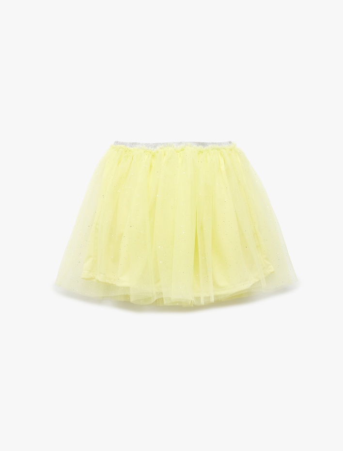 Kız Çocuk Lastikli Bel Detaylı Astarlı Simli Tütü Etek