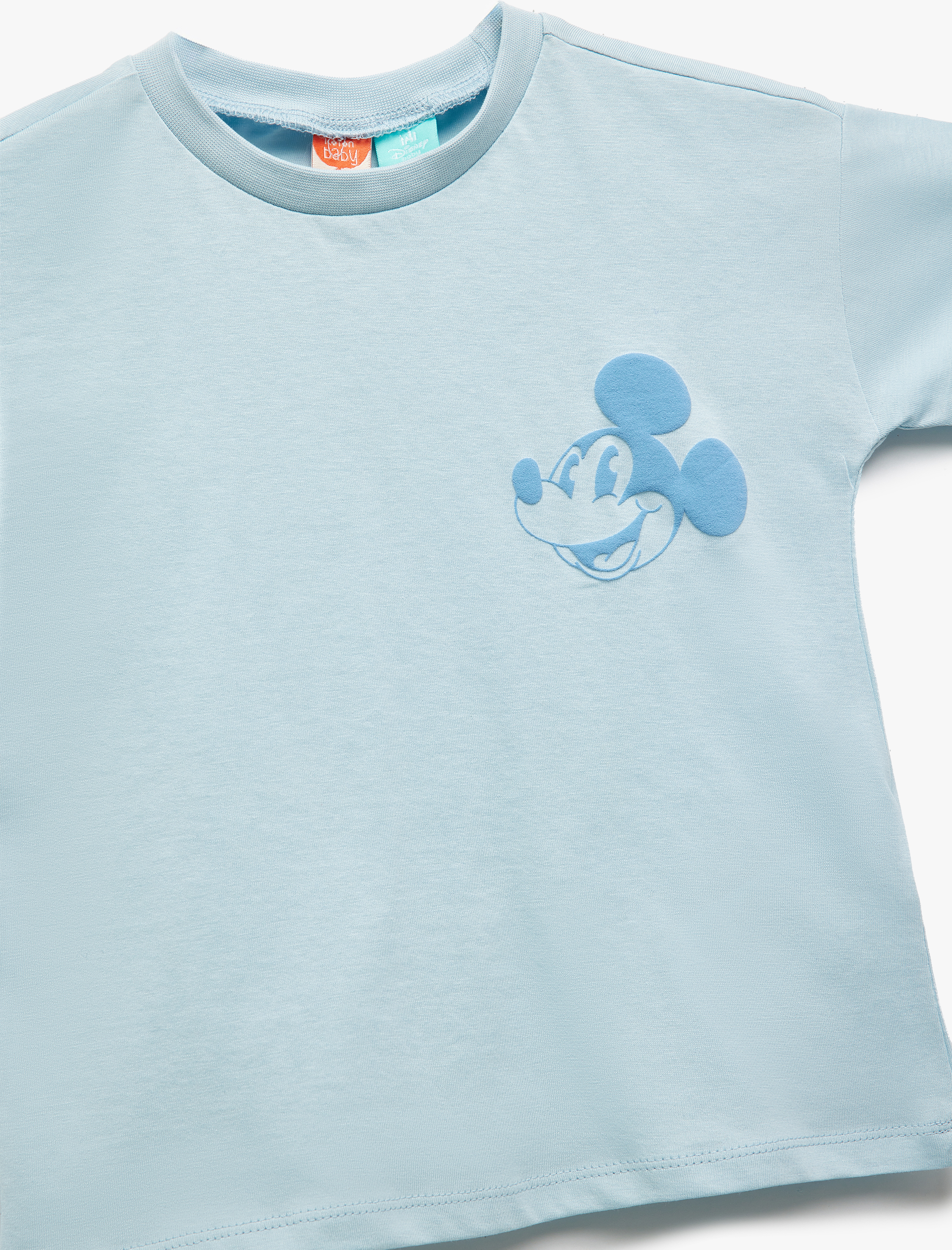  Erkek Bebek Mickey Mouse Lisanslı Bisiklet Yaka Kısa Kollu Baskılı Tişört