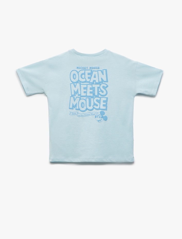 Erkek Bebek Mickey Mouse Lisanslı Bisiklet Yaka Kısa Kollu Baskılı Tişört