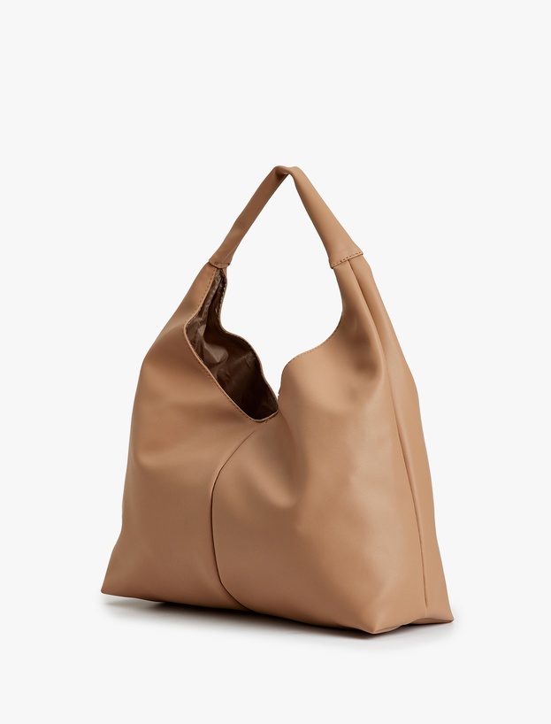 Suni Deri Dikiş Detaylı Shopper Çanta_2