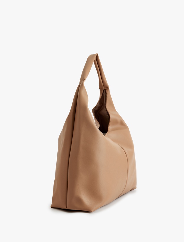 Suni Deri Dikiş Detaylı Shopper Çanta_1