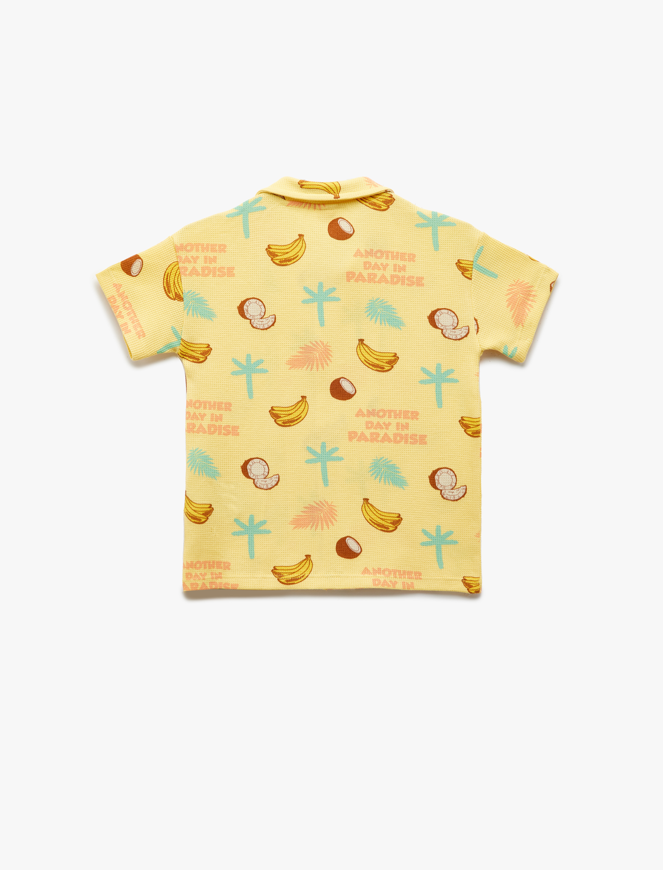  Erkek Bebek Pamuklu Meyve Baskılı Kısa Kollu Polo Yaka Tişört