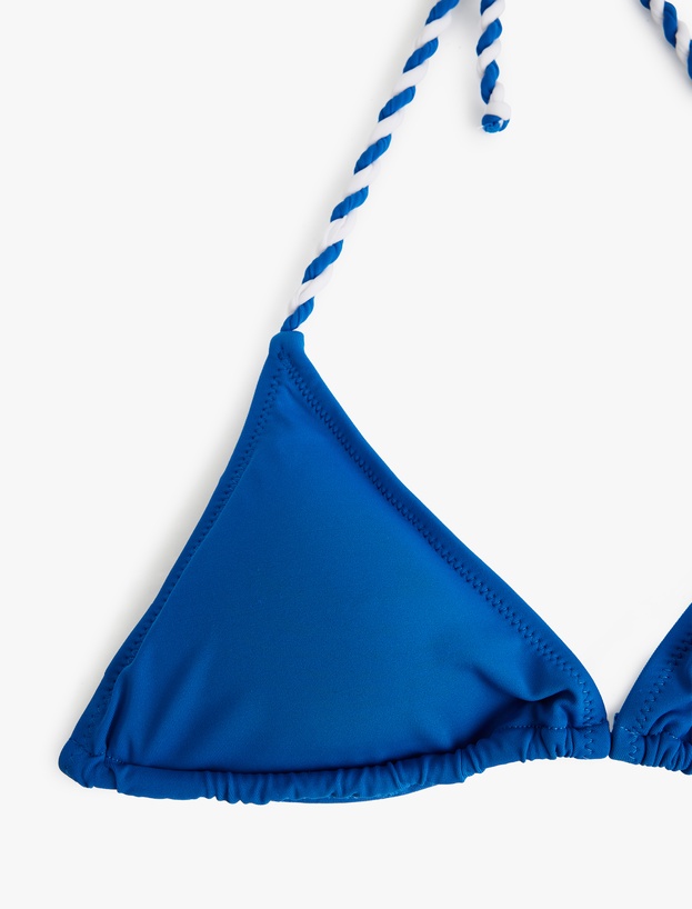 V Yaka Boyundan Bağlamalı İpli Üçgen Bikini Üstü_2