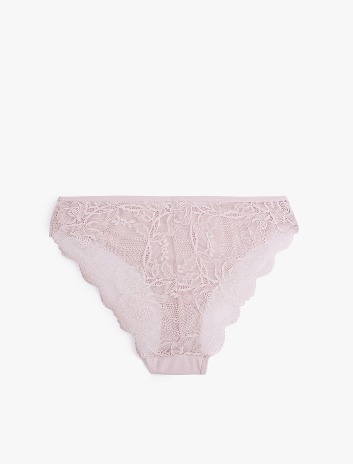  Pamuklu Yüksek Bel Dantelli Brazilian Kadın Külot