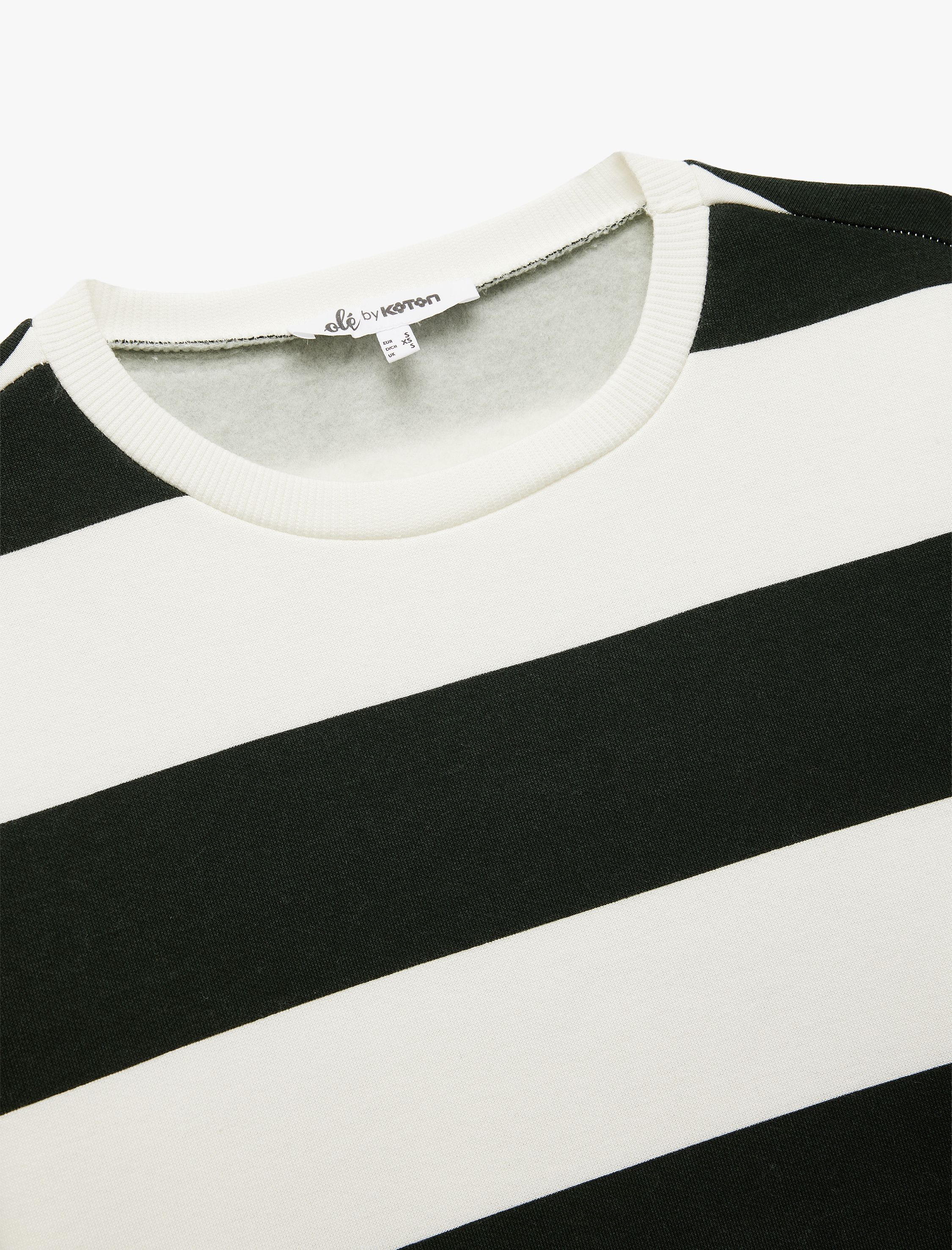   Üç İplik Şardonlu Çizgili Bisiklet Yaka Sweatshirt