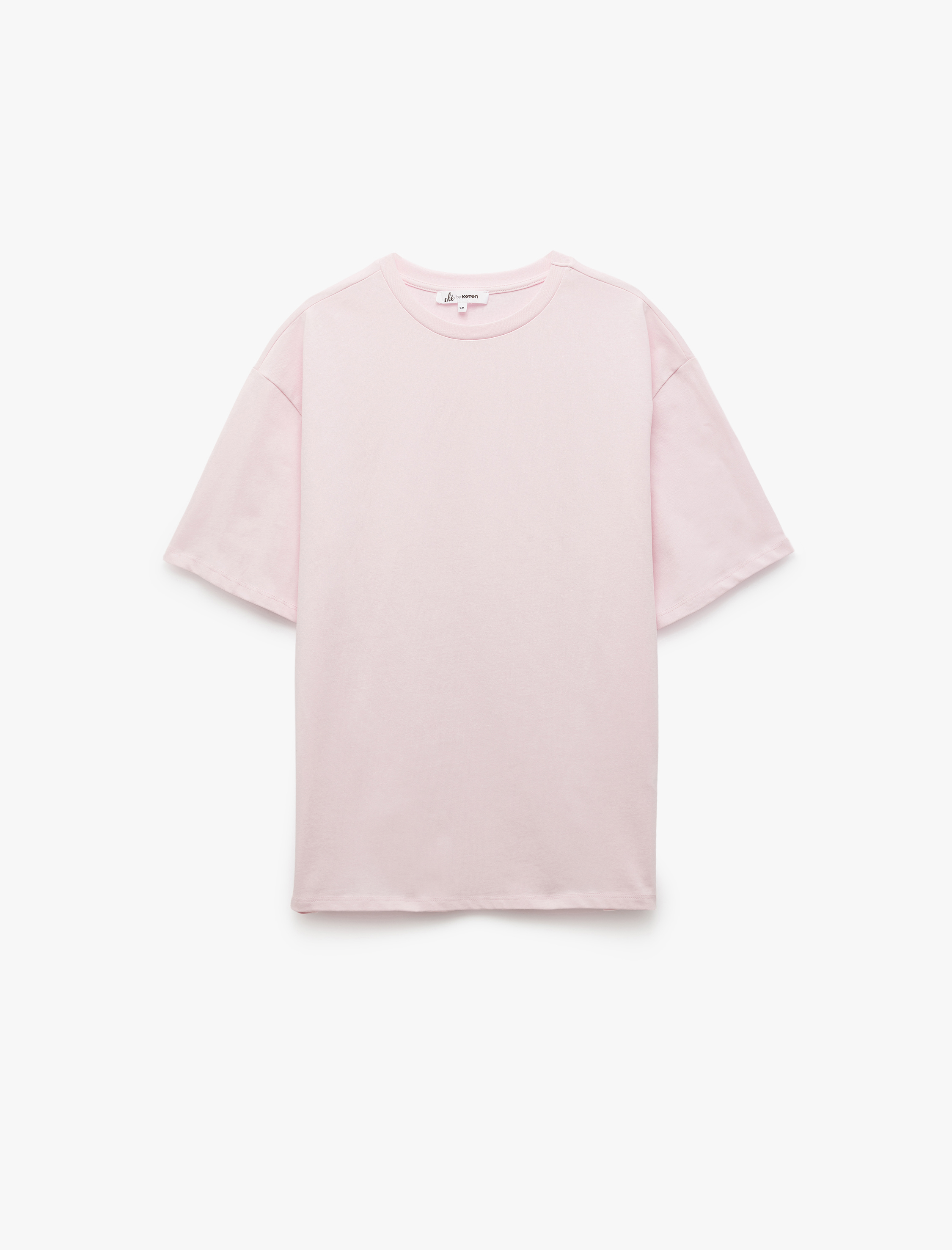   Kısa Kollu Bisiklet Yaka Pamuklu Basic Oversize Tişört