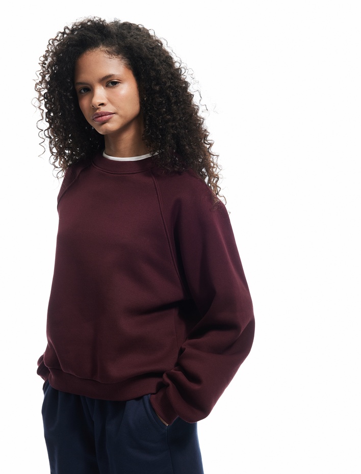  Üç İplik Şardonlu Dikiş Detaylı Bisiklet Yaka Oversize Sweatshirt