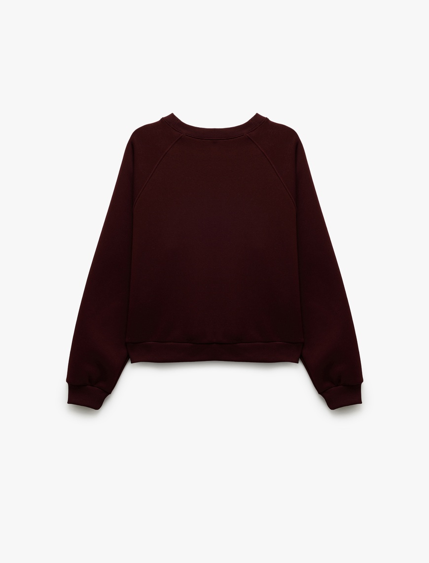   Üç İplik Şardonlu Dikiş Detaylı Bisiklet Yaka Oversize Sweatshirt