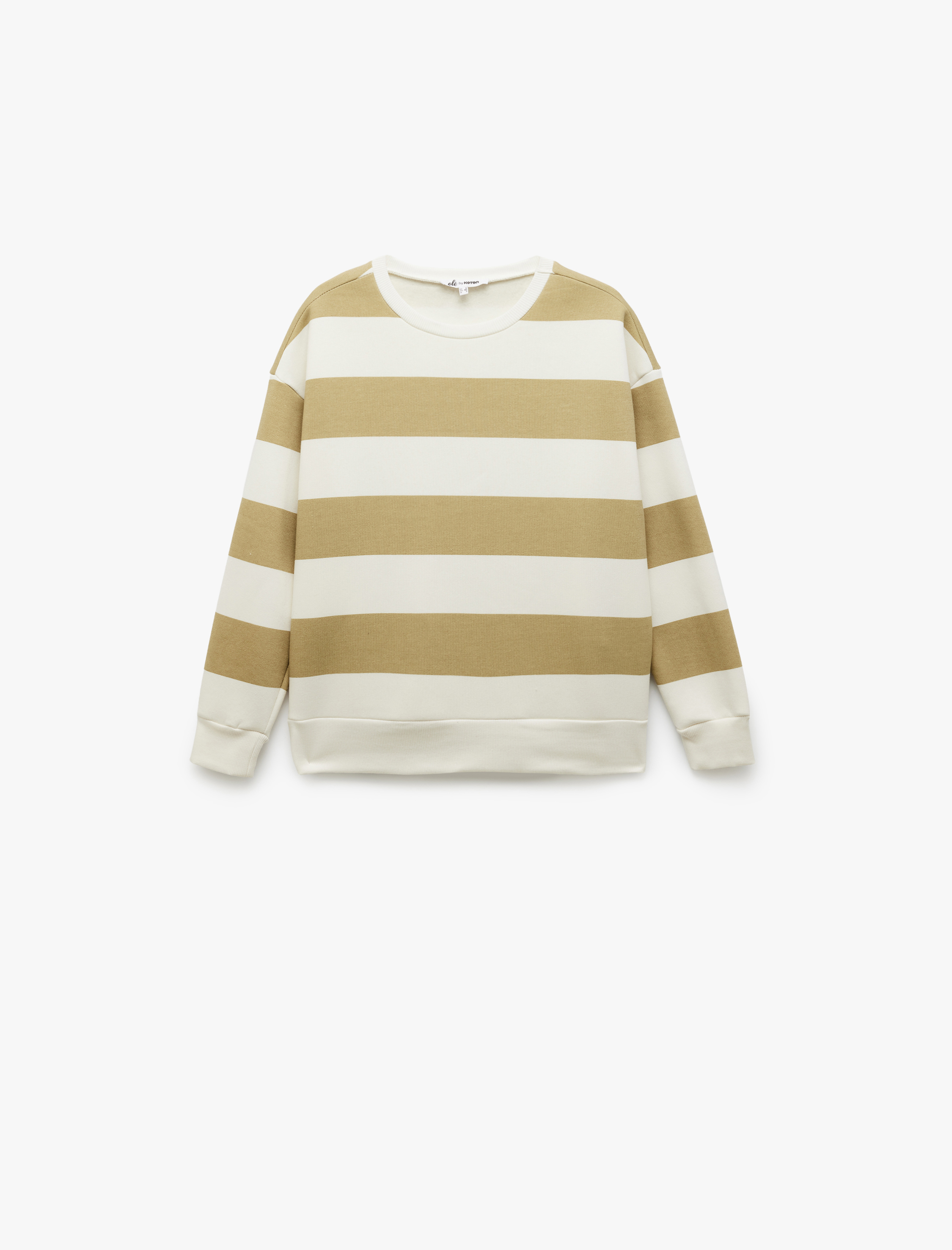   Üç İplik Şardonlu Çizgili Bisiklet Yaka Oversize Sweatshirt