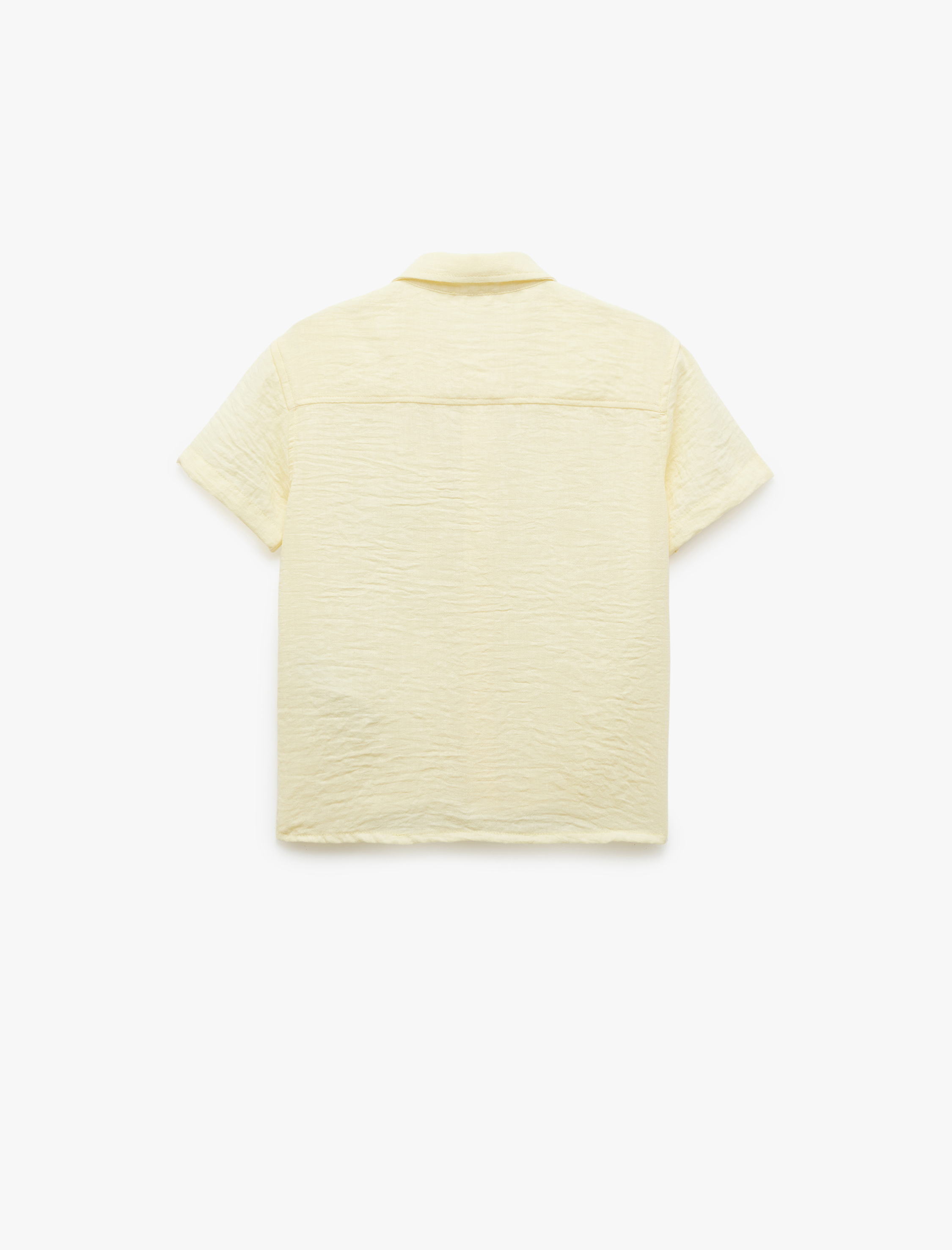  Erkek Çocuk Düğmeli Klasik Yaka Cepli Etiket Detaylı Kısa Kollu Gömlek