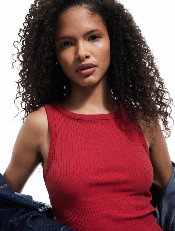  Kolsuz Bisiklet Yaka Slim Fit Kaşkorse Basic Atlet