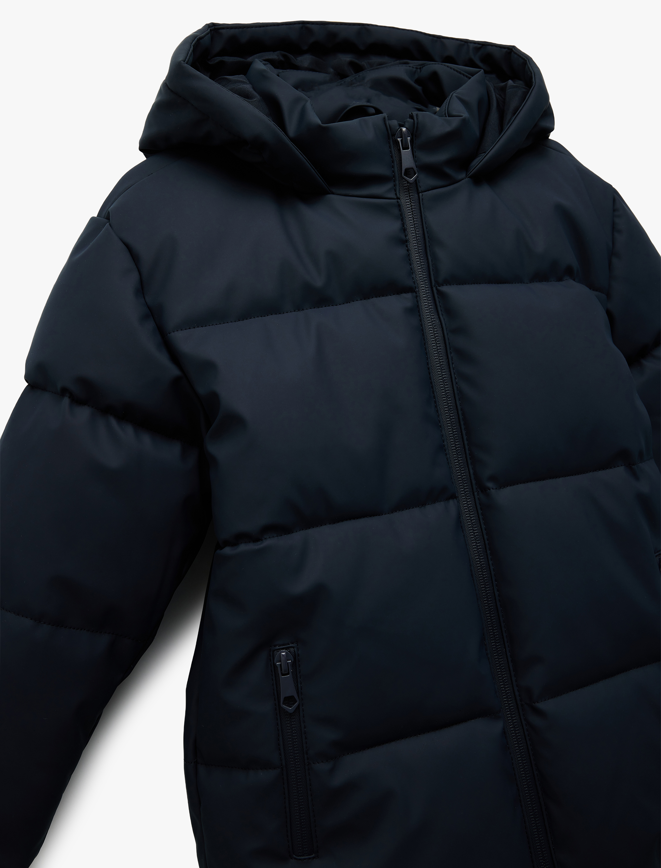  Erkek Çocuk Fermuarlı Kapüşonlu Cep Detaylı Şişme Mont