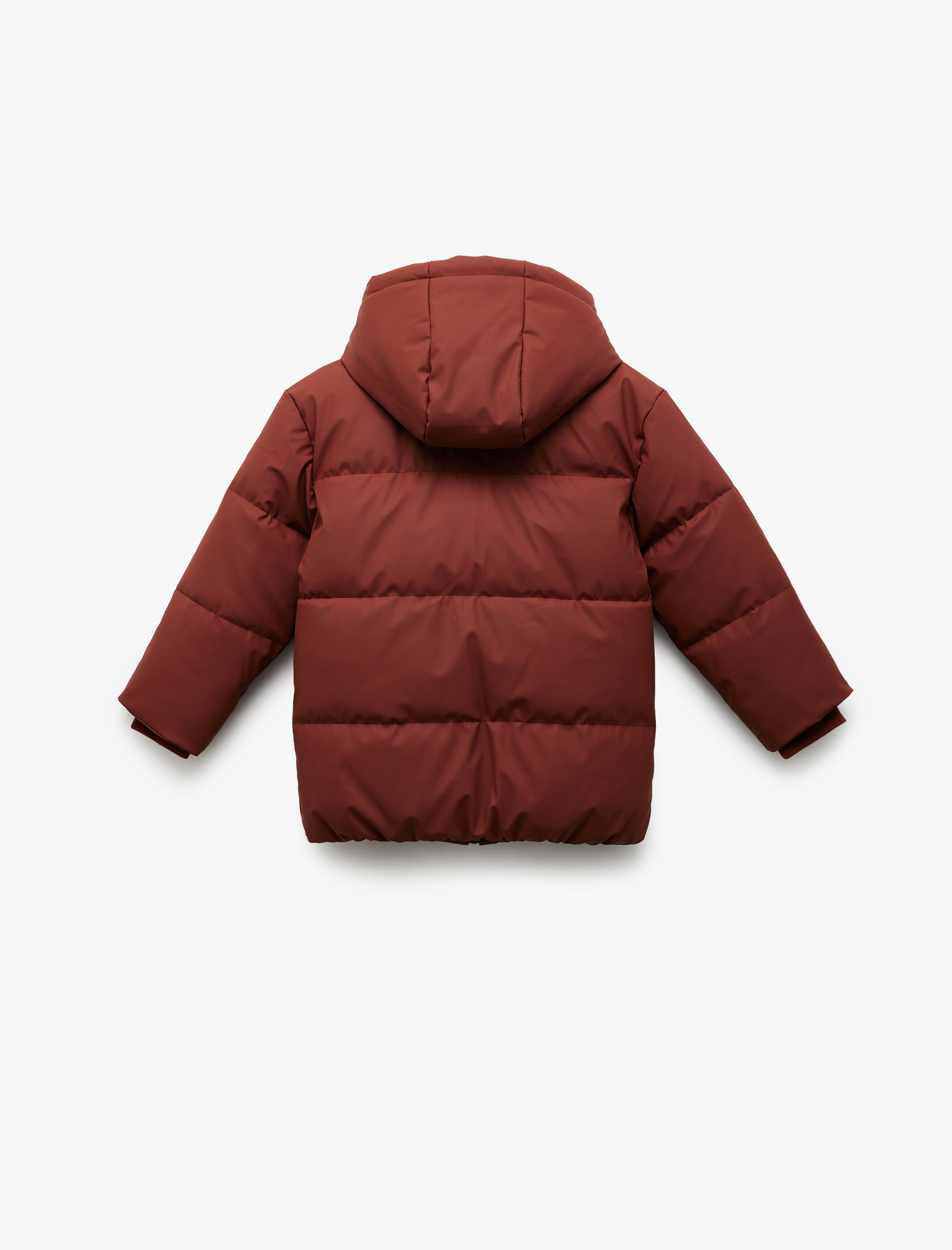  Erkek Çocuk Fermuarlı Kapüşonlu Cep Detaylı Şişme Mont