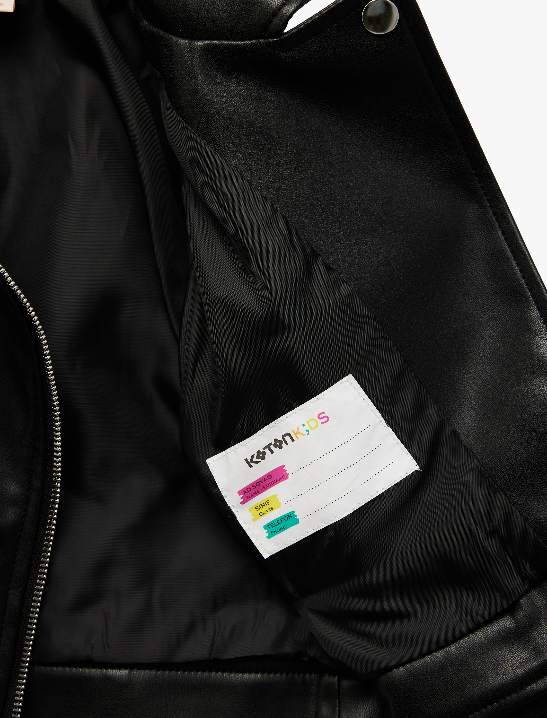  Kız Bebek Fermuarlı Suni Deri Cep Detaylı Biker Ceket