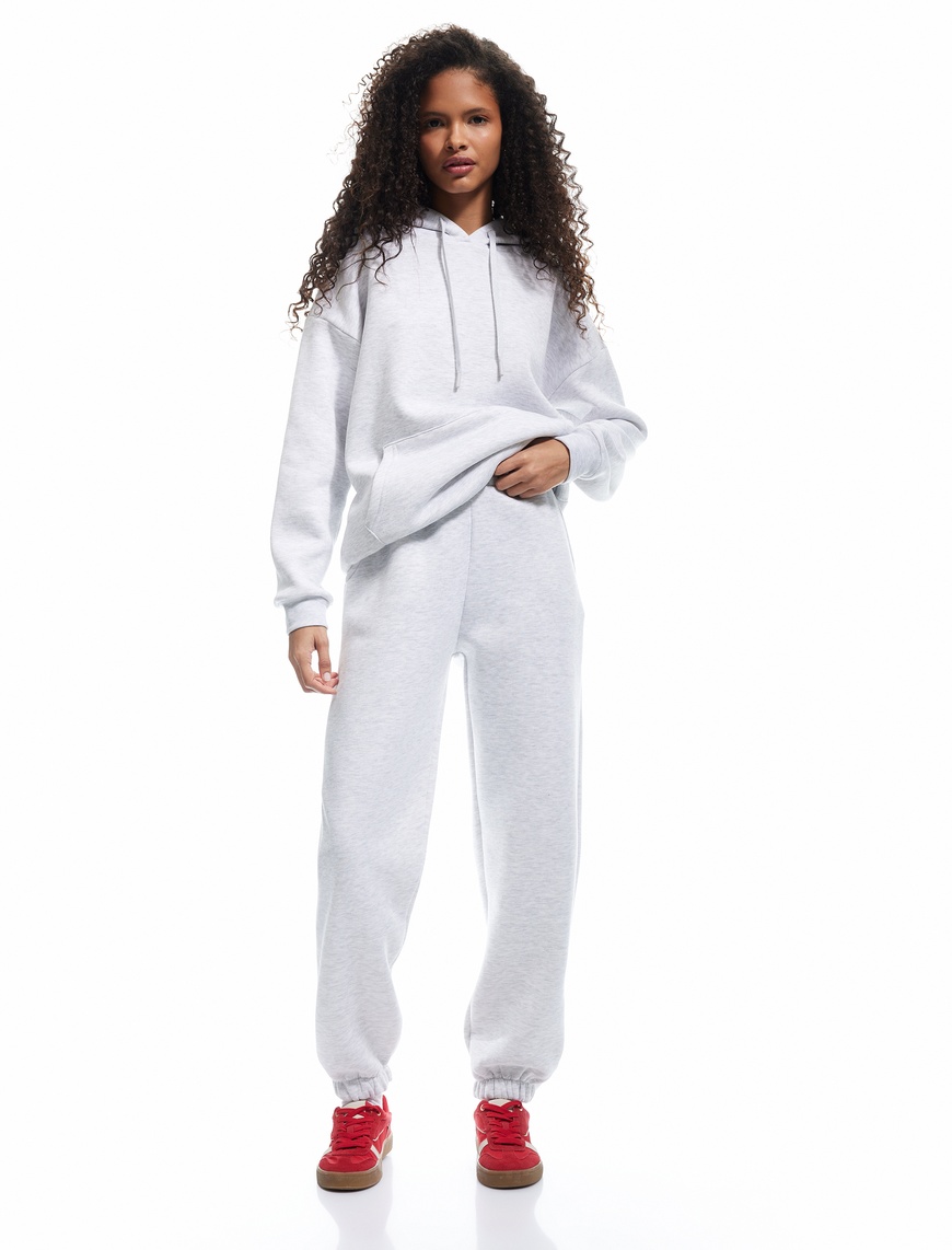   Şardonlu Cepli Beli Lastikli Oversize Jogger Eşofman Altı