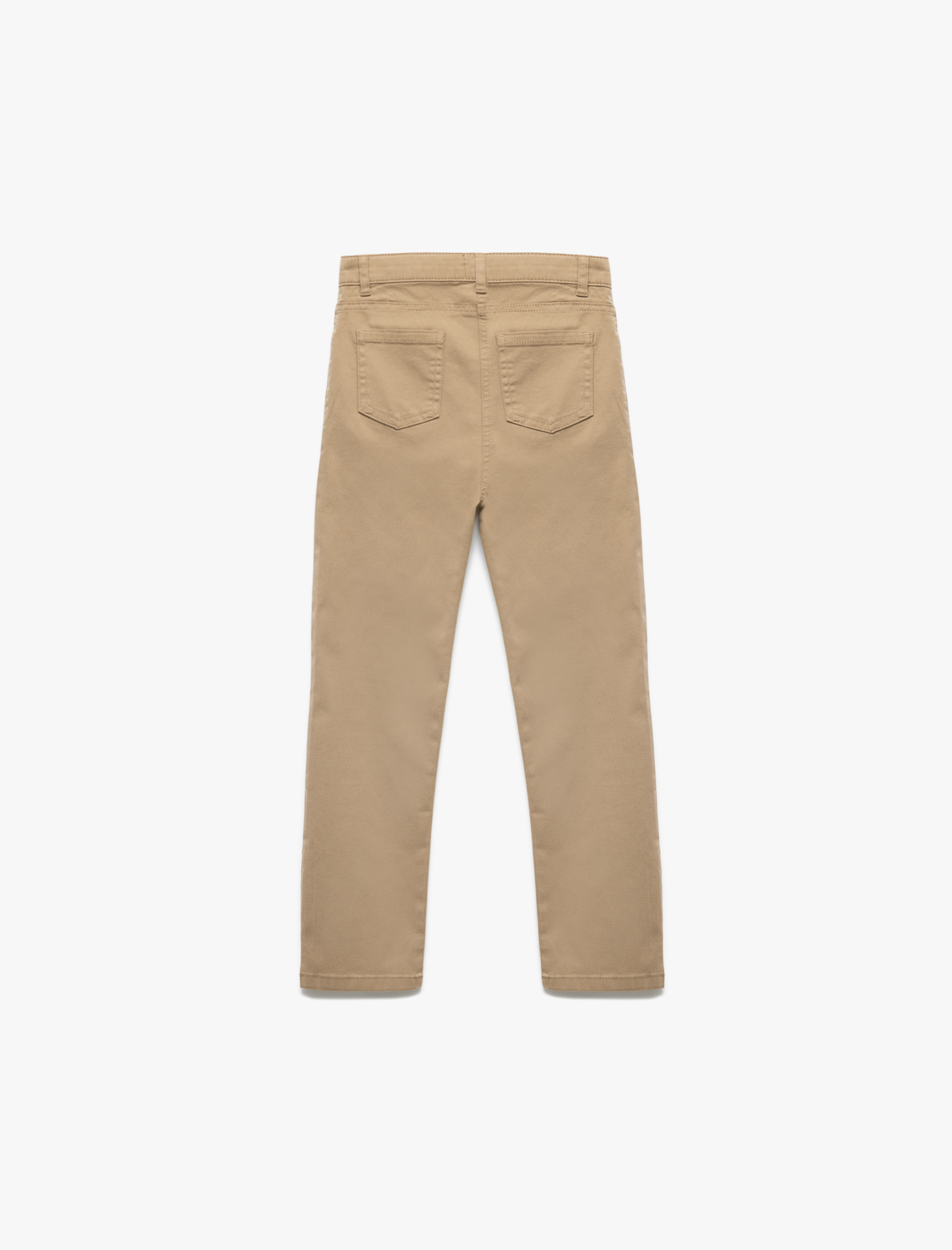  Kız Çocuk Cepli Düğme Detaylı Düz Paça Pamuklu Okul Pantolonu