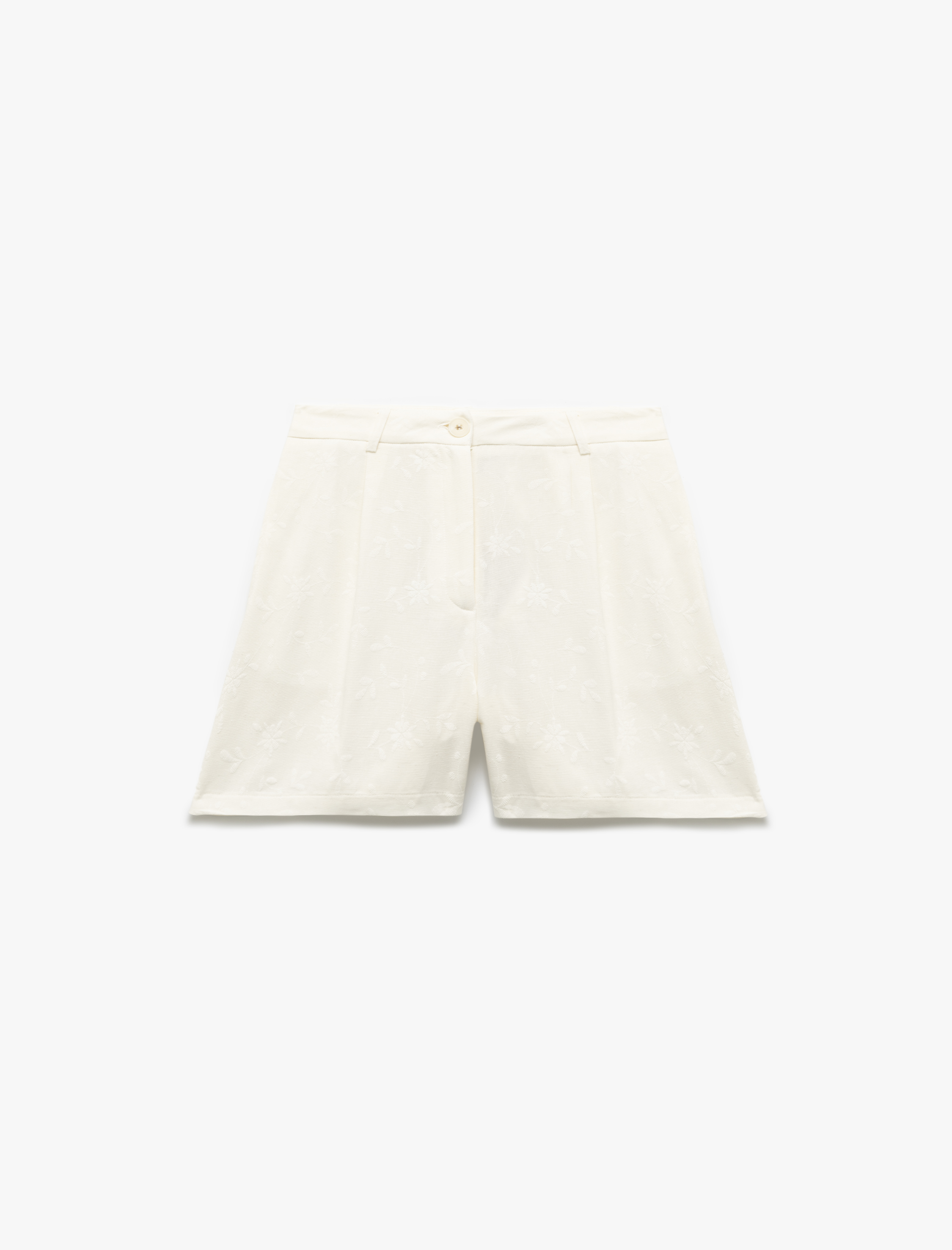   Viskon Karışımlı Düğmeli Pileli Mini Şort