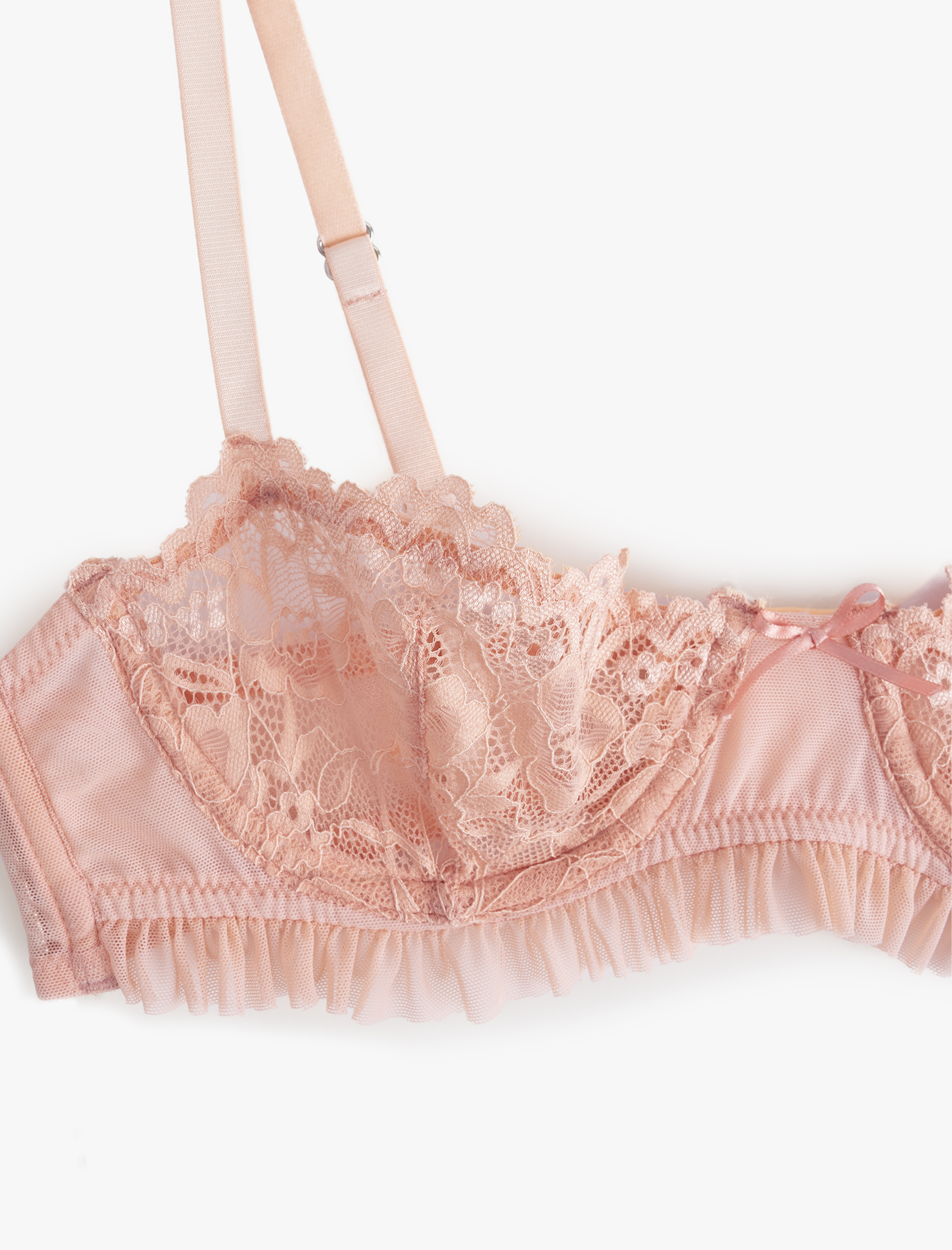   Fırfır Detaylı Transparan Balenli Dantelli Sütyen