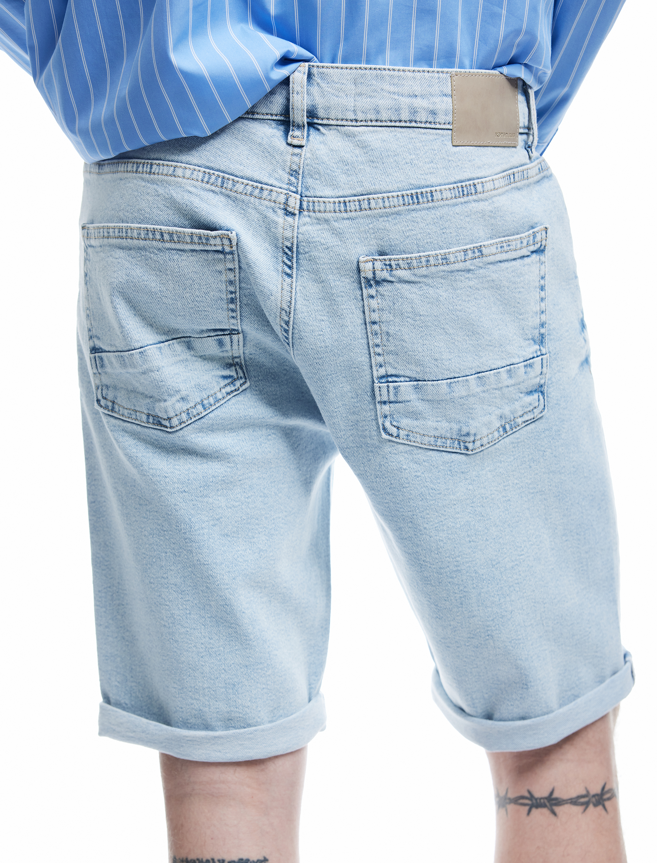   Pamuklu Bermuda Slim Fit Jean Şort