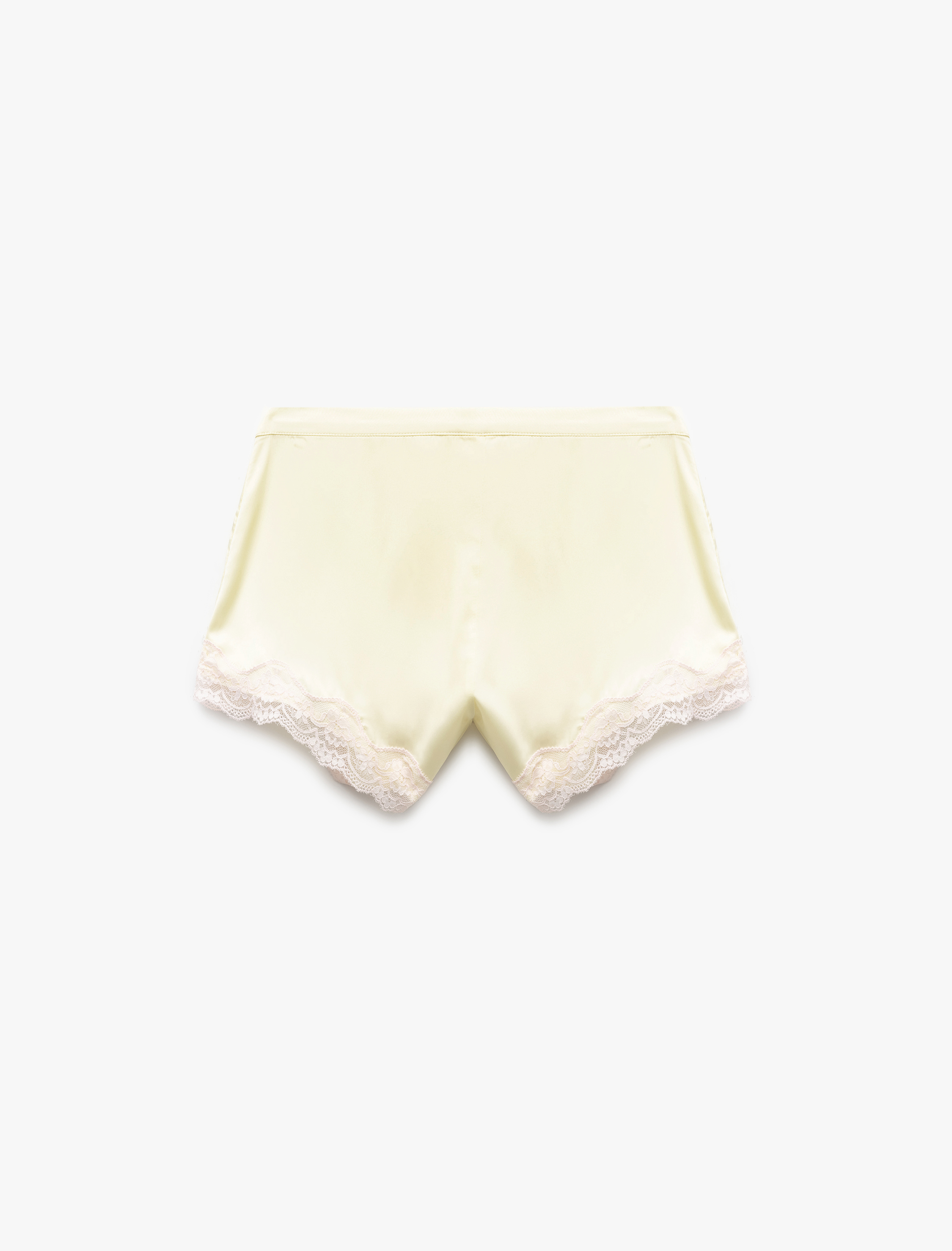 Rahat Kalıp Dantel Detaylı Mini Saten Şort Pijama Altı